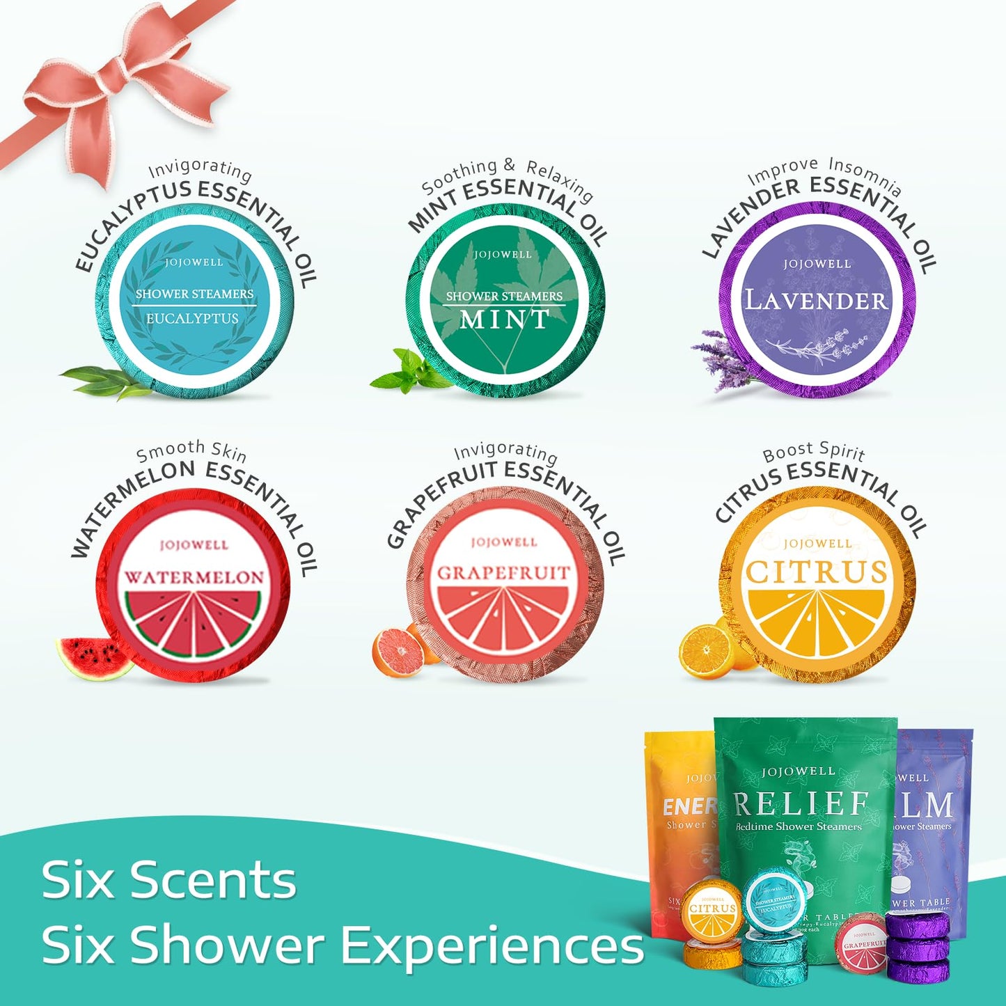 JoJowell Shower Steamers Aromatherapy - 18 Pack Mothers Day Gifts for Mom Wife Grandma from Daughter Son, Birthday Gifts for Women Men Self Care with Natural Essential Oils Relaxation Home SPA