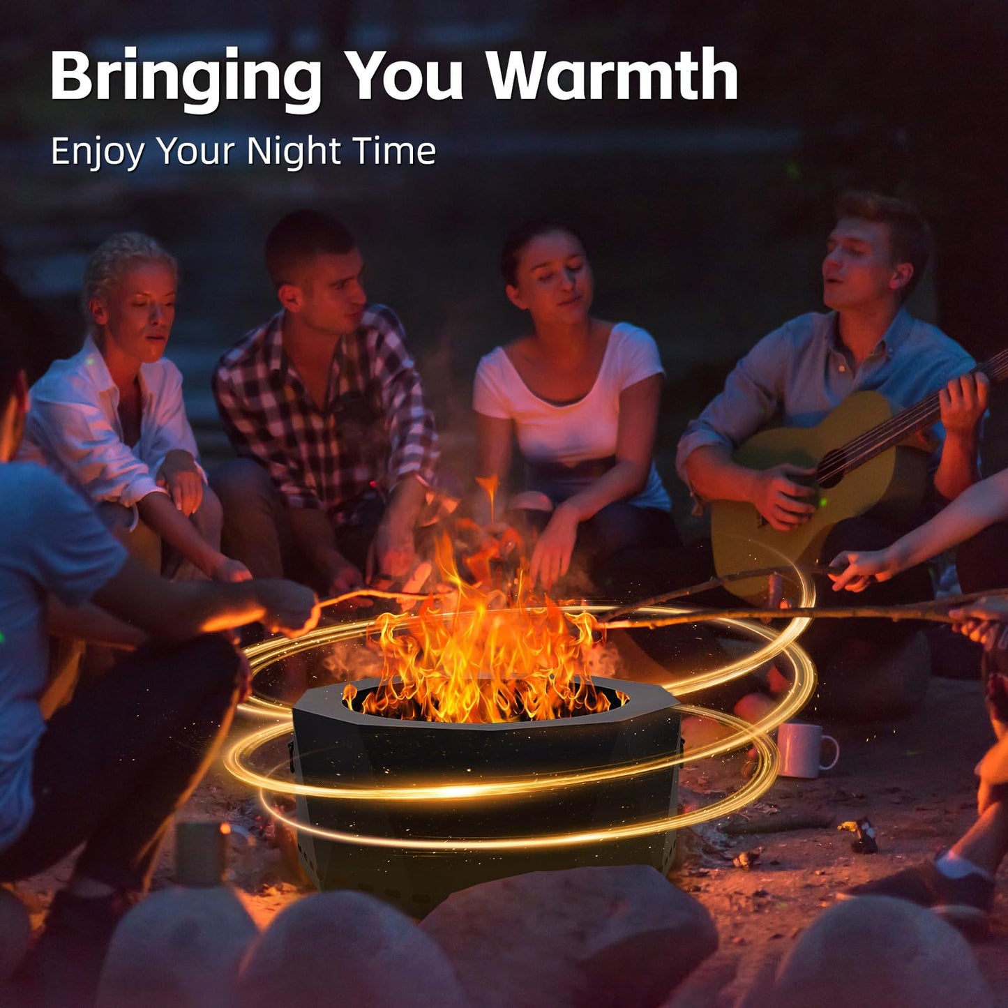 Permade Smokeless Firepit Outdoor-25 Inch Large Smokeless Fire Pits for Outside with Handles, Portable Low Smoke Metal Wood Stove for Camping, Patio, Backyard, Garden, Picnic-XL