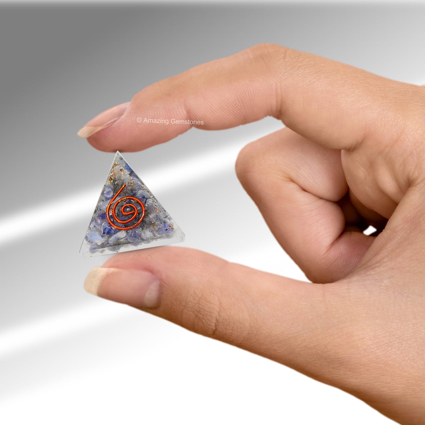 Amazing Gemstone Iolite Orgone Pyramid - 30mm Small Orgonite Pyramids with Crystals and Healing Stones - Authentic Organite Gifts