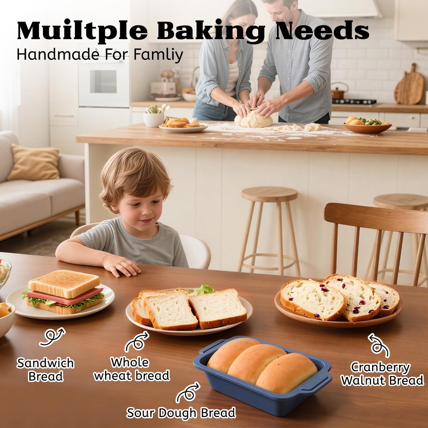 Bread Pan for Homemade Bread:9.5 x 5 Inch Silicone Loaf Pan for Baking with Metal Frame - Nonstick Banana Loaf Tin Tray for Sandwich Sourdough Pumpkin Sour Dough - for Oven Kitchen Home Bakers