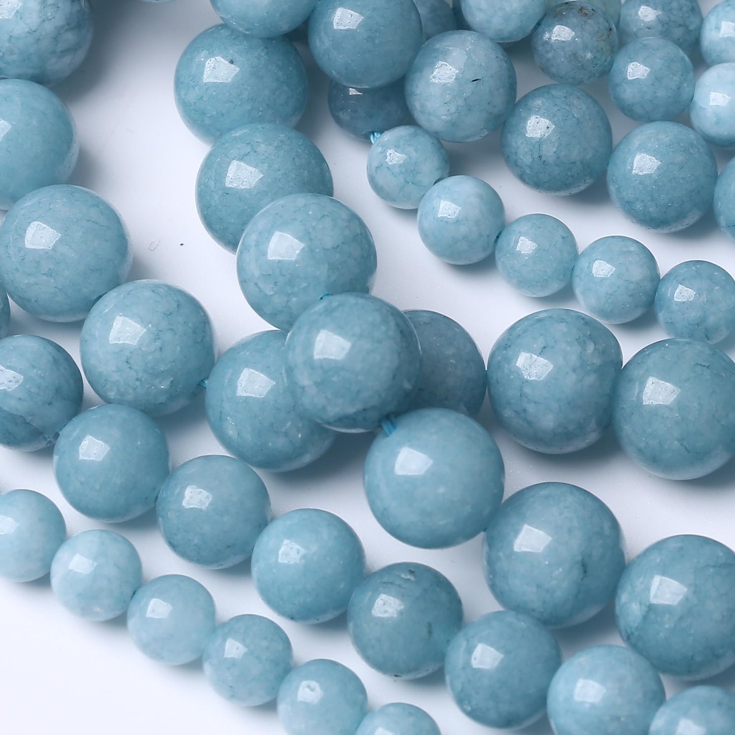 Blue Chalcedony Beads Gemstone Round Crystal Energy Jade Stone Beads for Jewelry Making DIY Bracelet Necklace 1 Strand 15.5inch 35PCS 10MM