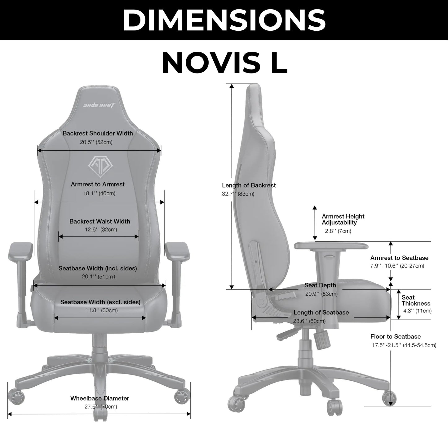 Anda Seat Novis Gaming Chair for Adults - Large Reclining Video Game Chairs, PVC Leather Ergonomic Office Chair, Heavy Duty Back Lumbar Support - Luxury Black Computer Chairs for Home & Work