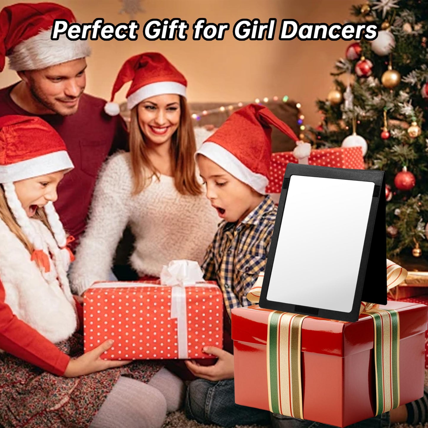 Adzyz Foldable Camping Travel Mirror, 33“ x 13” Hanging Shatterproof Full Length Mirror for Camping, RV Travel, Dorm Room, Portable Dance Practice Mirrors - Black