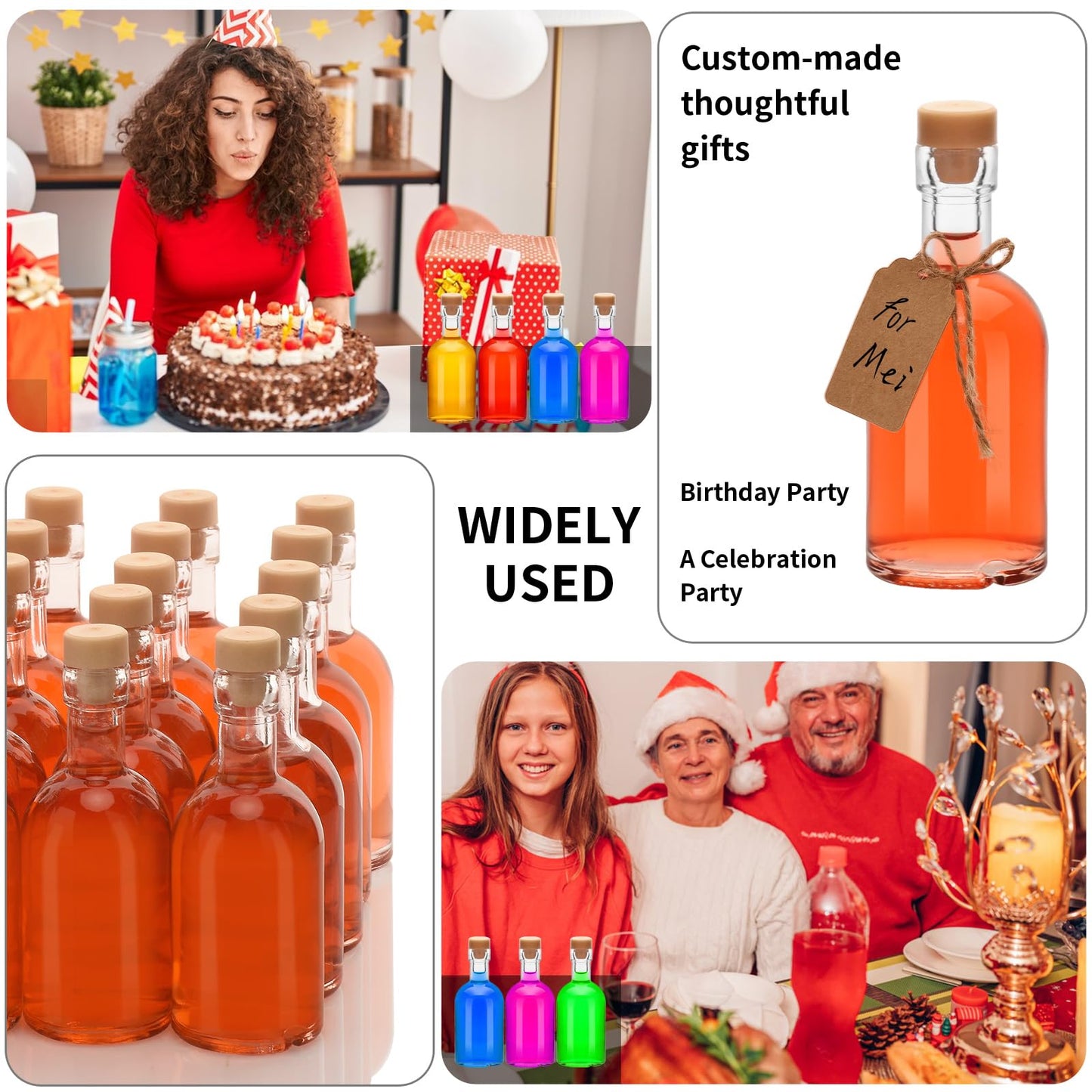 eispap 12Pcs 1.7OZ Mini Glass Liquor with Lids Small Glass Wine Bottles Reusable Empty Alcohol Bottles for Christmas Birthday Weddings Party Favors 50ML (12)