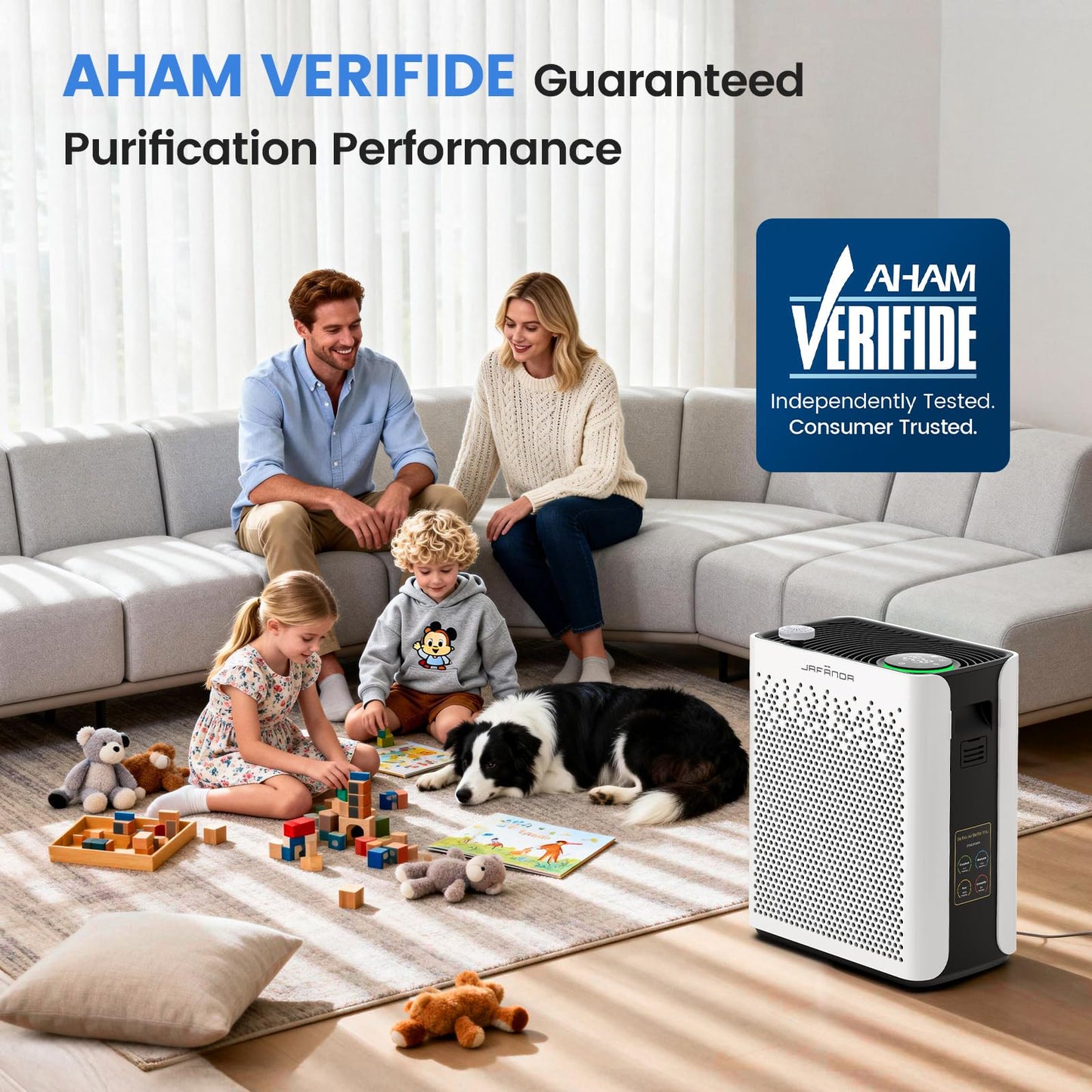 Air Purifiers for Home Bedroom Large Room, Jafända HEPA Air Purifier with Washable Pre-Filter, AHAM VERIFIED, Air Cleaner with Smart Auto-Mode PM2.5 Display for Pets, Smoke, Dust Pollen