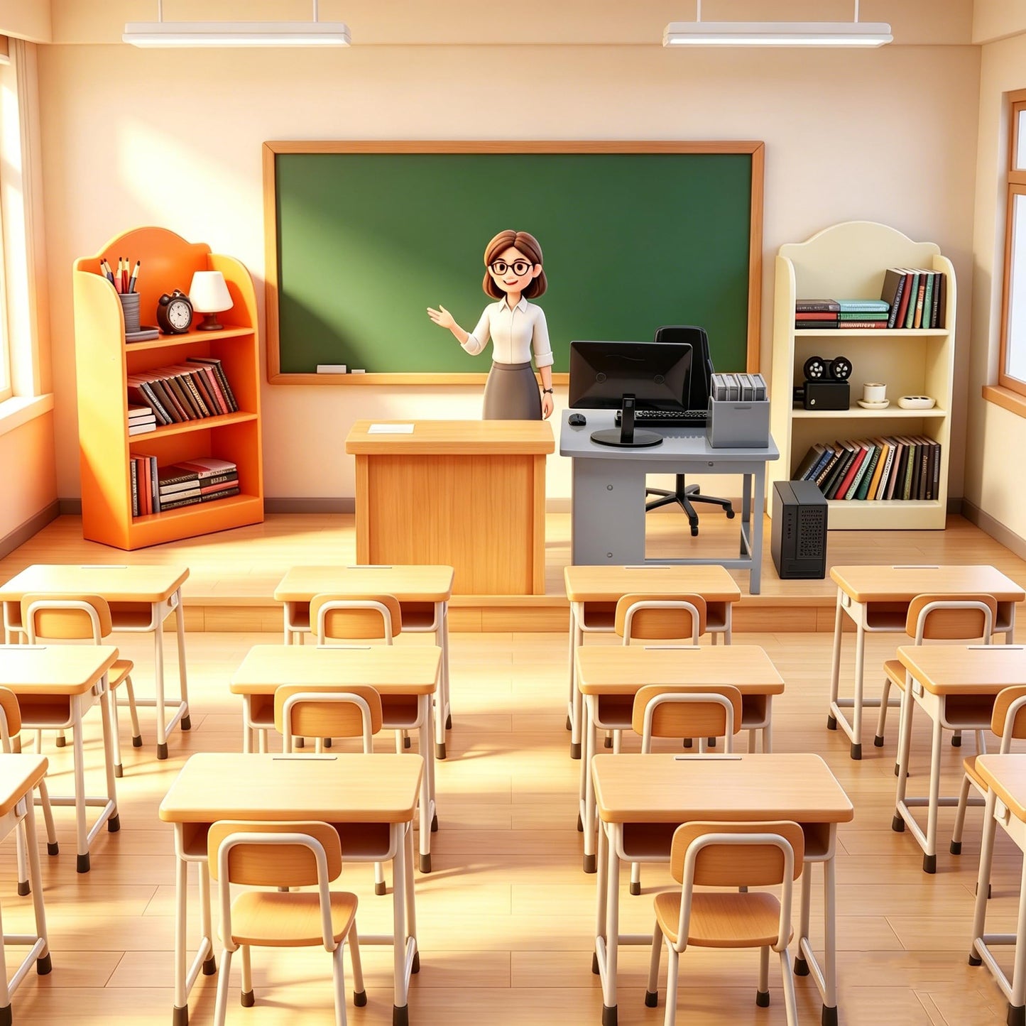1:12 Scale Miniature Office Furniture Set for Dollhouse, Featuring a Desk, Chair,Flocked Rabbit, Computer, Bookshelves and Accessories, Suitable for Displaying Ideal Gifts