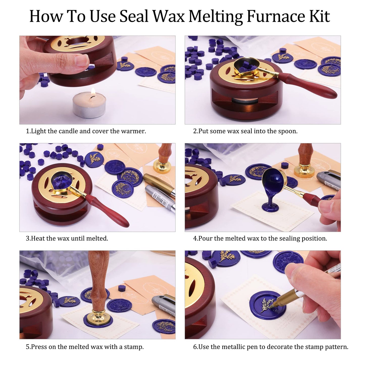 SWANGSA Sealing Wax Kit, 1450pcs Sealing Wax Beads Metallic Green, Wax Seal Warmer, Wax Spoon, Gold Wax Seal Pen and Tealight Candles for Wax Stamp Letter Sealing