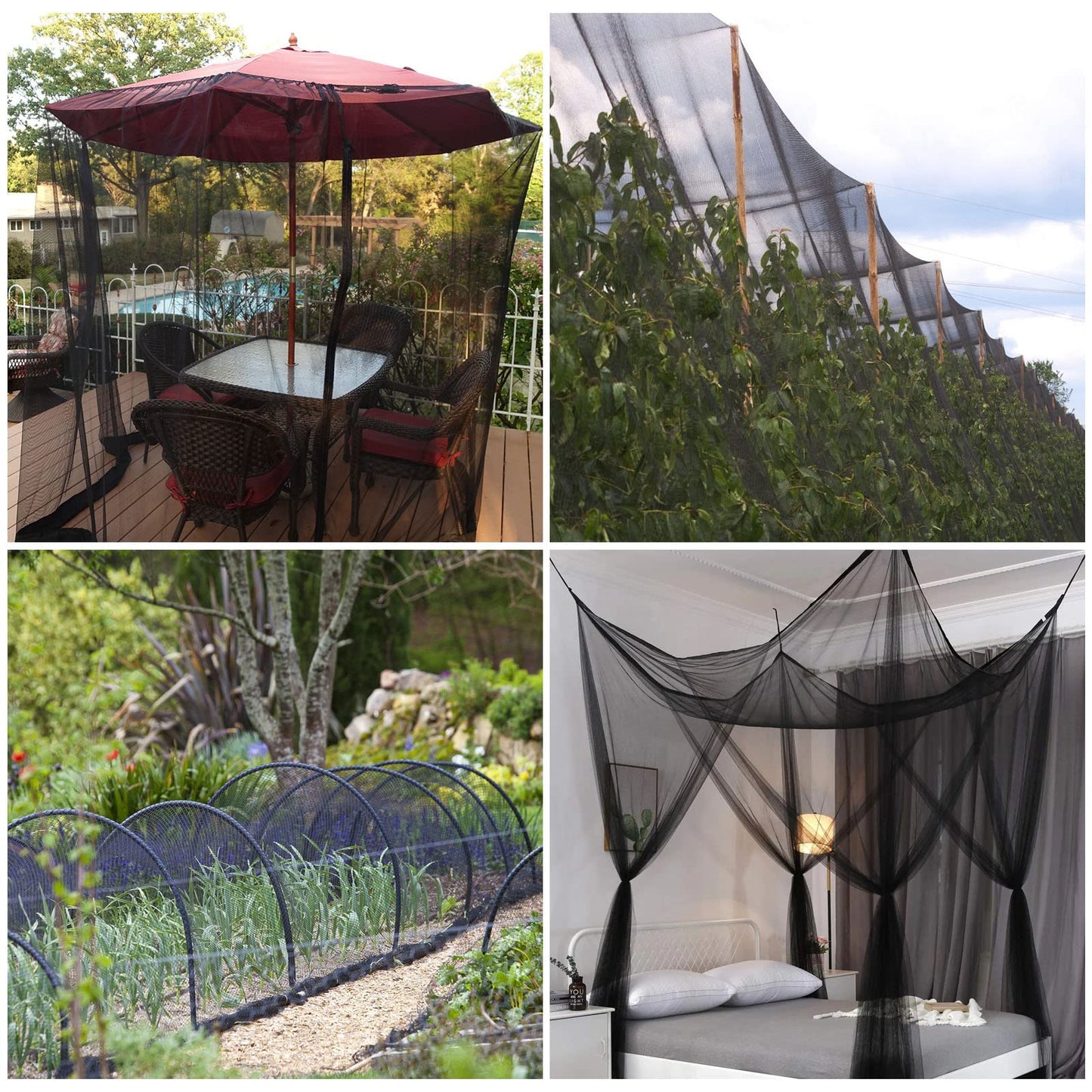20 x 10 Ft Mosquito Netting for Garden Patio, Breathable Mesh Net for Bird and Insect Protection, Plant Cover for Vegetables, Fruits and Flowers, 3x6m Black