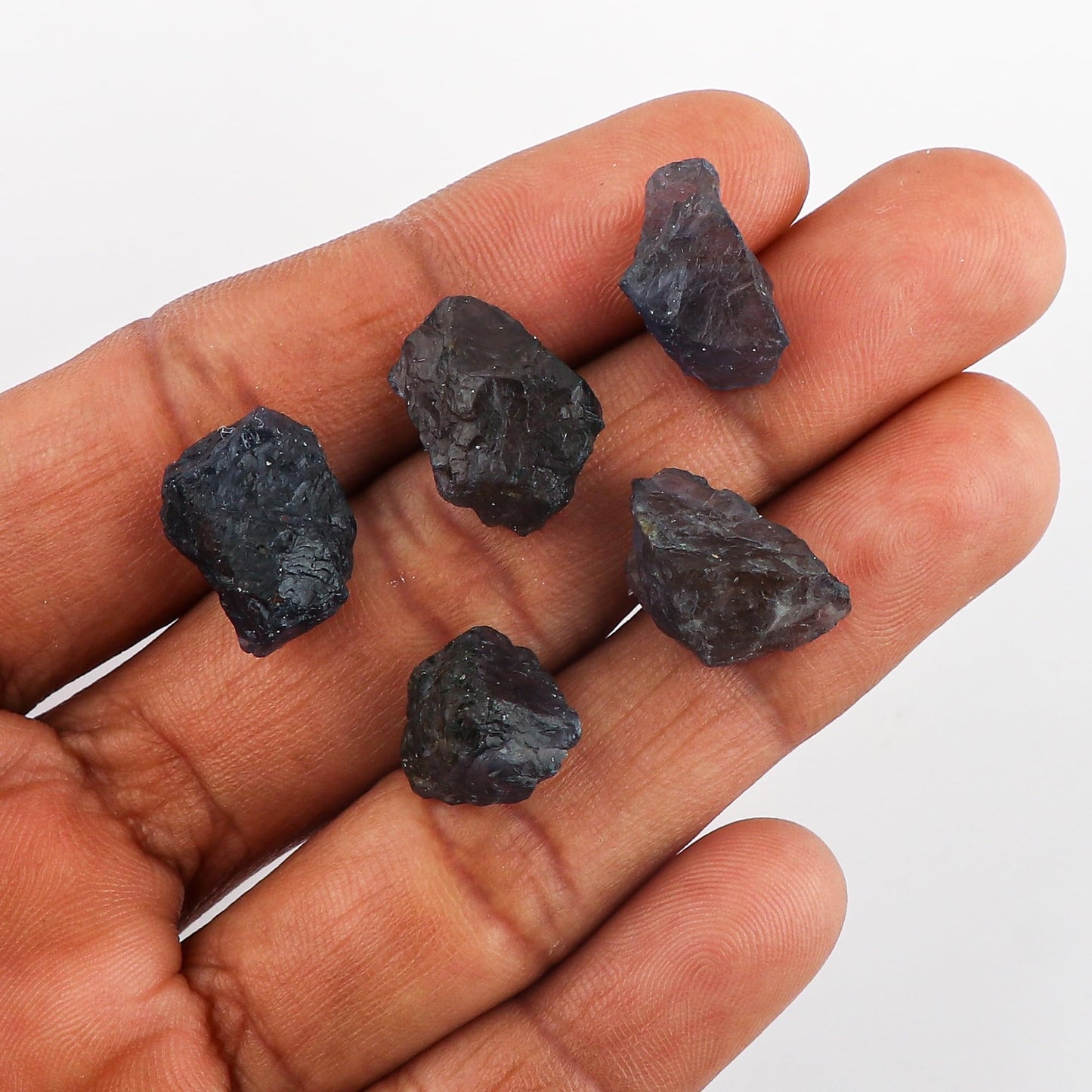 CRYSTALINES 5pcs, Wholesale Natural Raw Blue Iolite Gemstone, Untreated Rough Stone, Bulk Loose Supplies, DIY Crafts, Jewelry Making, Healing Crystals, Wire Wrapping, Birthstone, Gem Collection