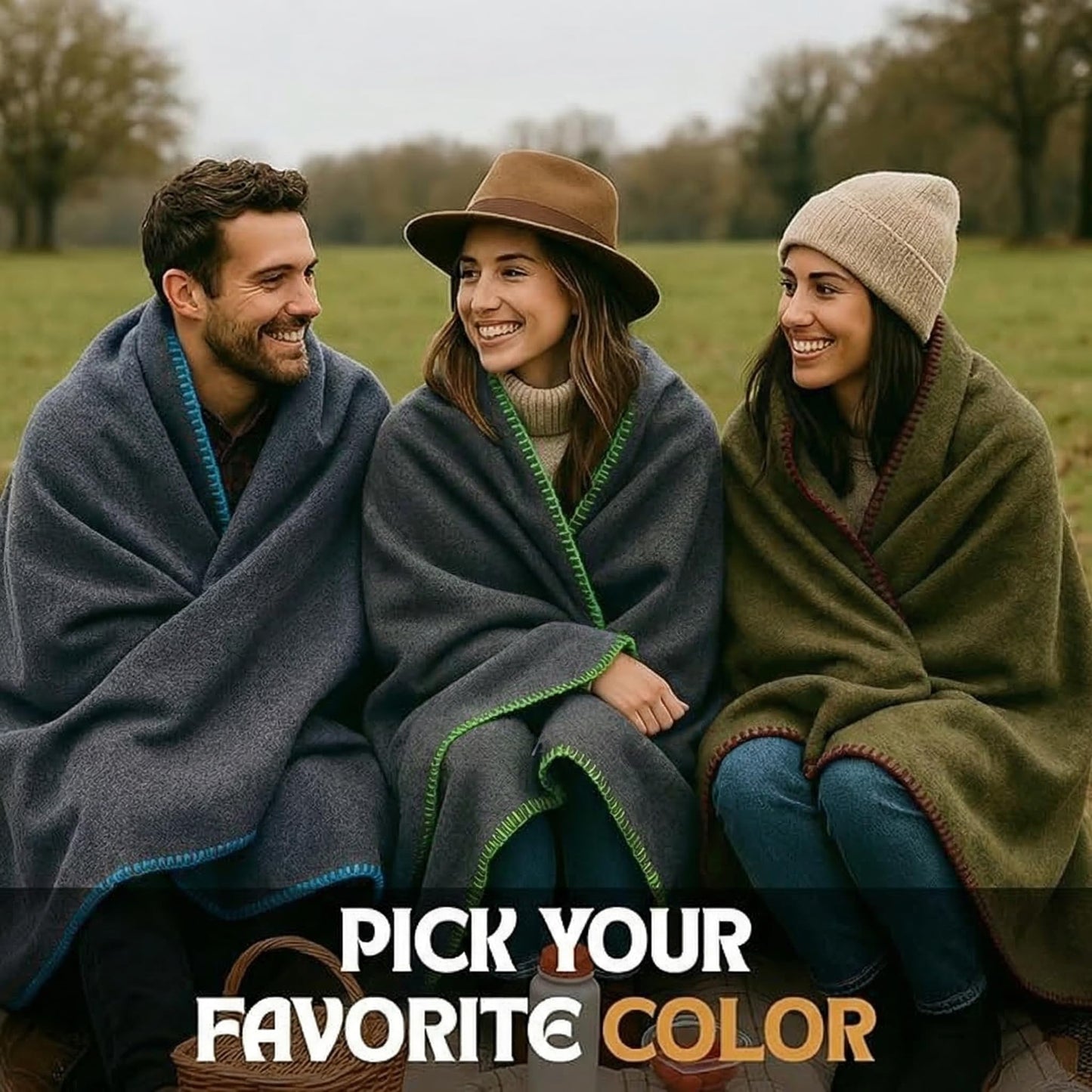 Wool Camping Blanket - 70% Wool Heavy-Duty Military Style Throw, Warm & Washable, Fire Retardant Cover for Emergency, Survival & Outdoor Use - Perfect for Camping, Car, Home & Hiking, Grey 62x84