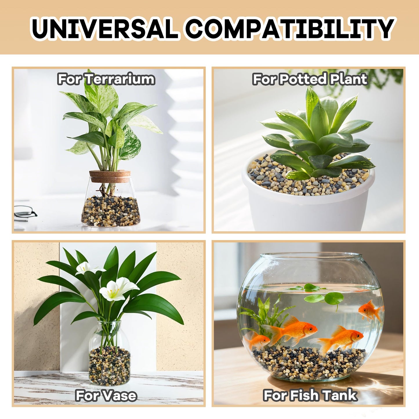 11 pounds Natural Small Pebbles, Polished Decorative Rocks for Succulents Gravel Pebbles for for Indoor and Outdoor Plants, Fish Tank, Hydroponics,Bonsai(5-8mm)