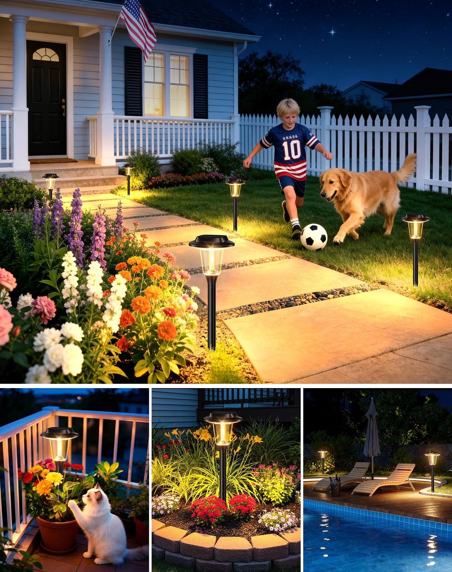 2026 New Solar Pathway Lights Outdoor 8 Pack Solar Lights Outdoor Waterproof IP65 Upgraded Bright LED Auto On/Off Modern Garden Lights Solar Powered Light for Yard Lawn Walkway Driveway Patio Decor