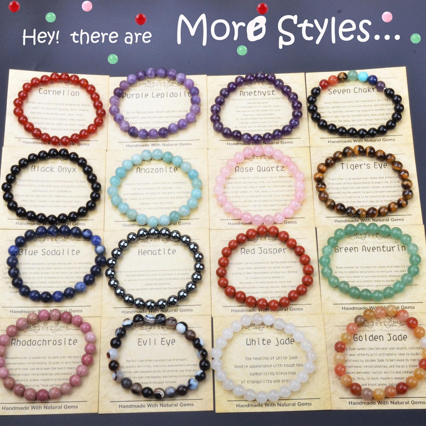 CHCCOYE 6mm Natural Healing Gemstone Bracelet Handmade Yoga Stretch Elastic Bracelet Stress Relief Crystal Jewelry for Men and Women (6mm Picasso)