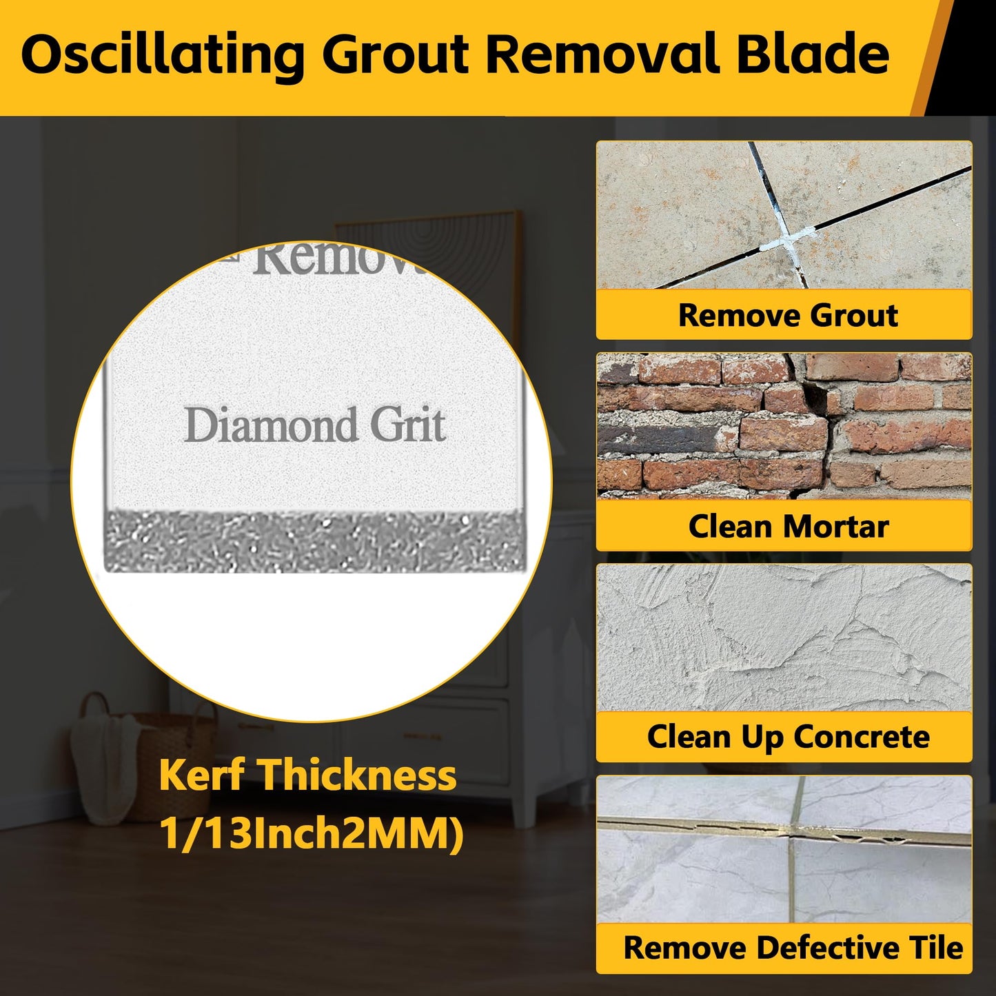 12 PCS Diamond Saw Blades for Oscillating Tool, Grout Removal Blade,Professional Multi Tool Blades Kit for Grout, Cement,Fit Milwaukee, Dewalt, Bosch, Ryobi