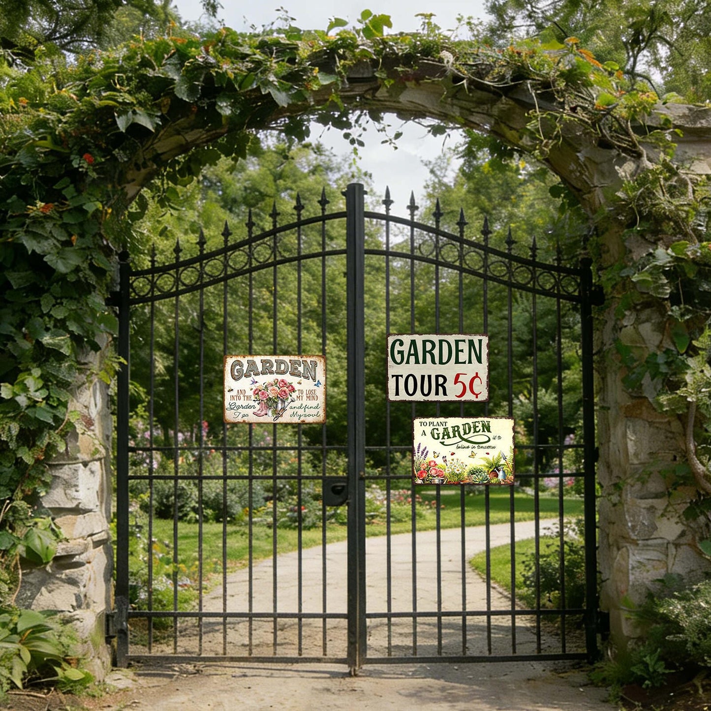 Garden Signs for Outside Gardening Gifts for Plant Lovers Women Metal Garden Tin Sign Wall Art Decor And Into The Garden I Go To Lose My Mind And Find My Soul Sign Funny Flower Yard Signs 8x12 Inch