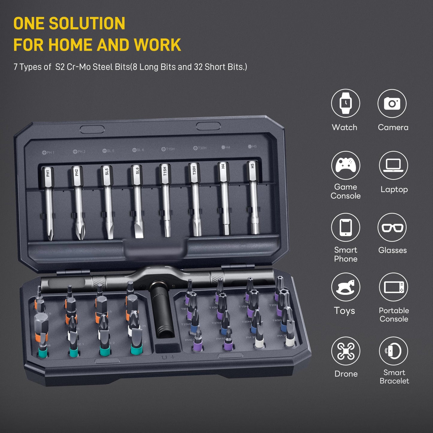42 in 1 Magnetic Screwdriver, Screwdriver Set, Multi Bit Ratcheting Screwdriver Set with Storage Case Repair Tool Kit for Computer, Eyeglass, Bicycles, Watch, Ring Doorbell, Furniture and DIY