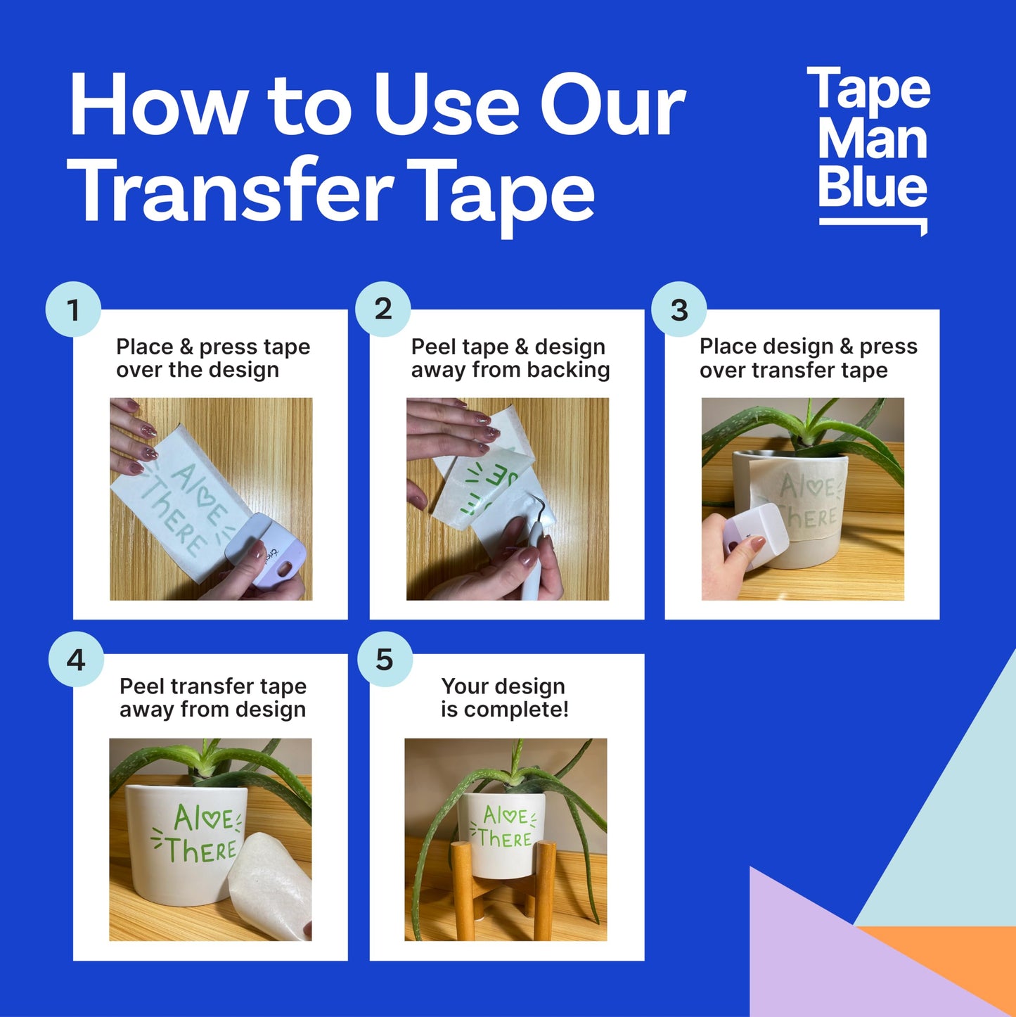 TapeManBlue 6" x 100' Roll of Paper Transfer Tape for Vinyl, Made in America, Premium-Grade Transfer Paper for Vinyl with Layflat Adhesive, Application Tape for Crafts, Decals, and Letters