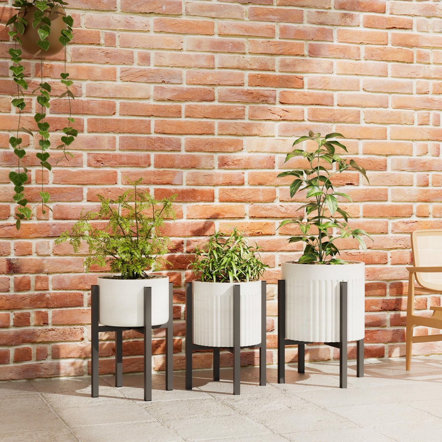 Linpla 2-Pack Adjustable Metal Plant Stand Indoor Outdoor - Fits 8 to 12 Inches Pots - Mid Century Modern Planter Stand Black Flower Pot Holder Home Decor for Gardening Gifts