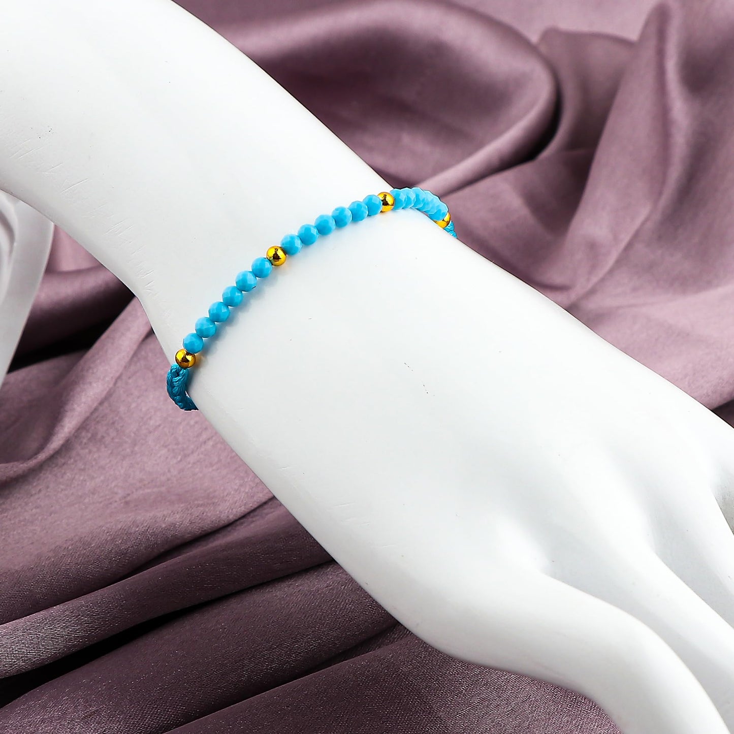 GEMSYMPHONY Turquoise Gemstone Beads Braided Bracelet β 3.5mm Natural Stone Beads, Handmade Adjustable Braided Rope Bracelet, Healing Crystal Jewelry for Men & Women, Unisex Boho Gift (Turquoise)