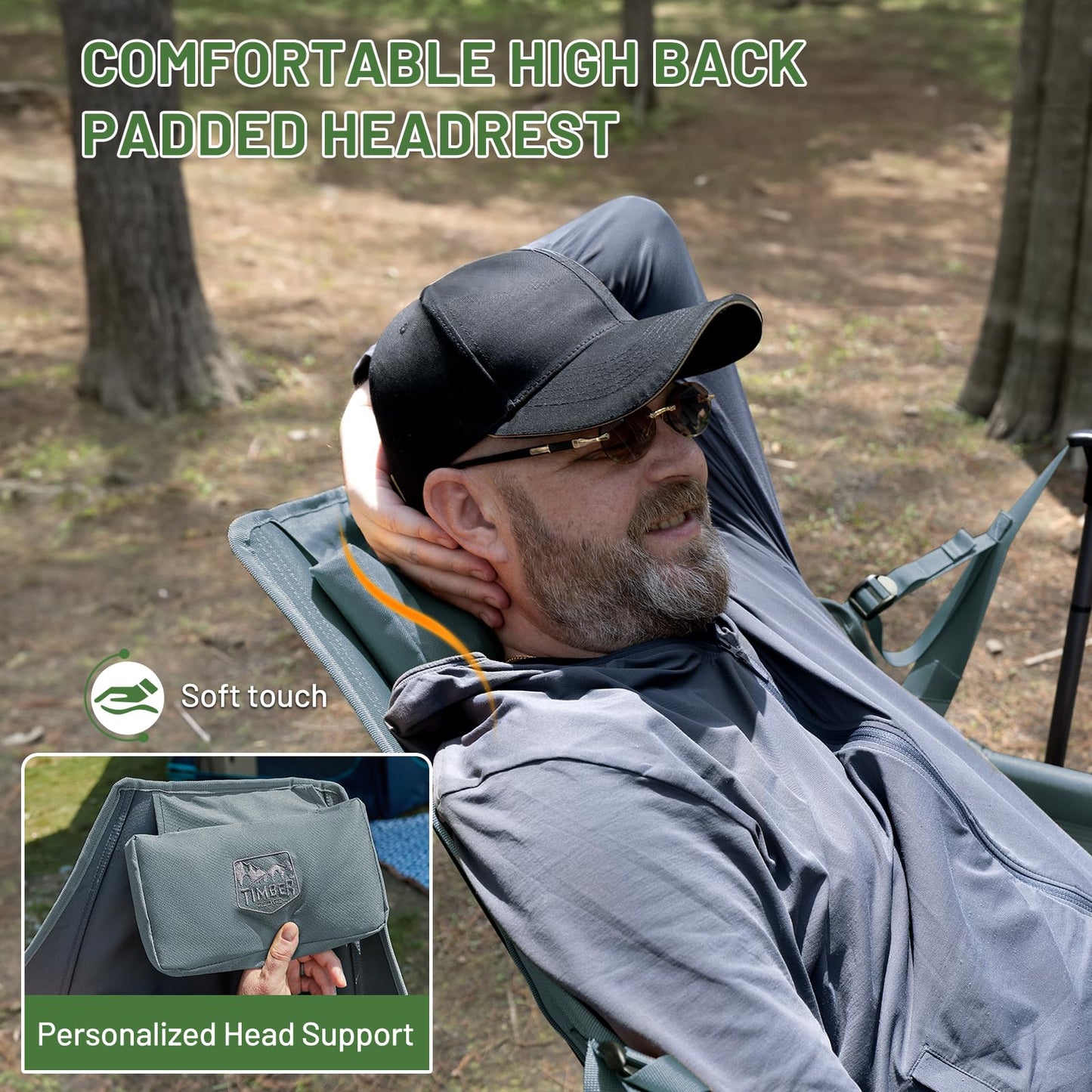 TIMBER RIDGE Hammock Camping Chair, Oversized Swinging Hammock Chair with Adjustable Back and Seat for Outdoor Lawn, Sports, Supports 400lbs, Grey