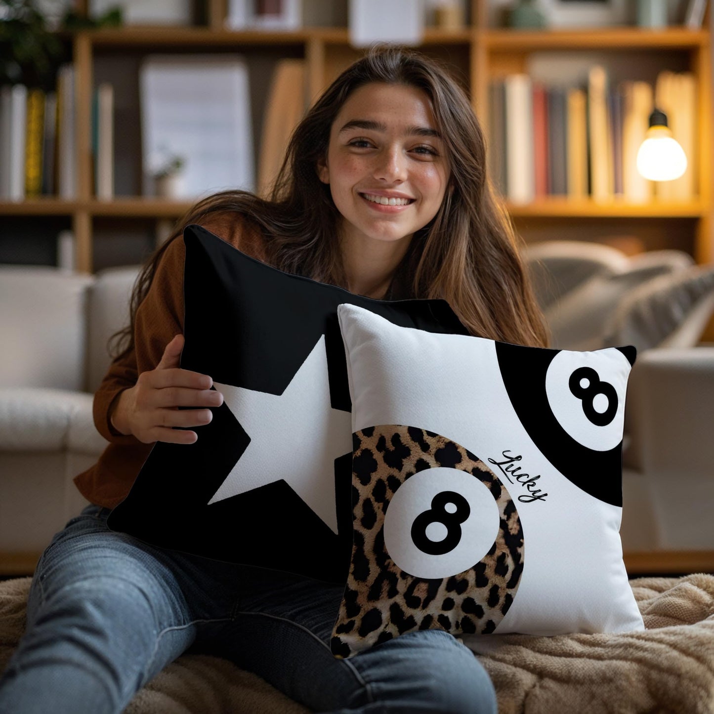 TopXmai Preppy Star Lucky 8 Ball Cheetah Leopard Print Room Decor Pillow Cover 18x18 Set of 2,Leopard Gifts for Women,Cheetah Print Gifts,Coquette Pillow Covers for Girls Room Dorm Apartment Decor