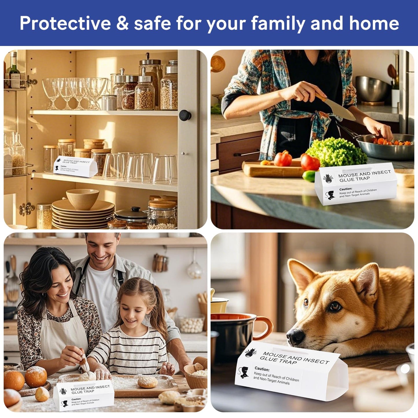 Mouse & Bugs Roach Spider Insect Traps, 76 Pack Glue Traps for Mice Ant Snake Rats, Sticky Pest Control Adhesive Tray for Catching, Sesame Oil Scent Non Toxic Pre-Baited Glue Boards Indoor Home
