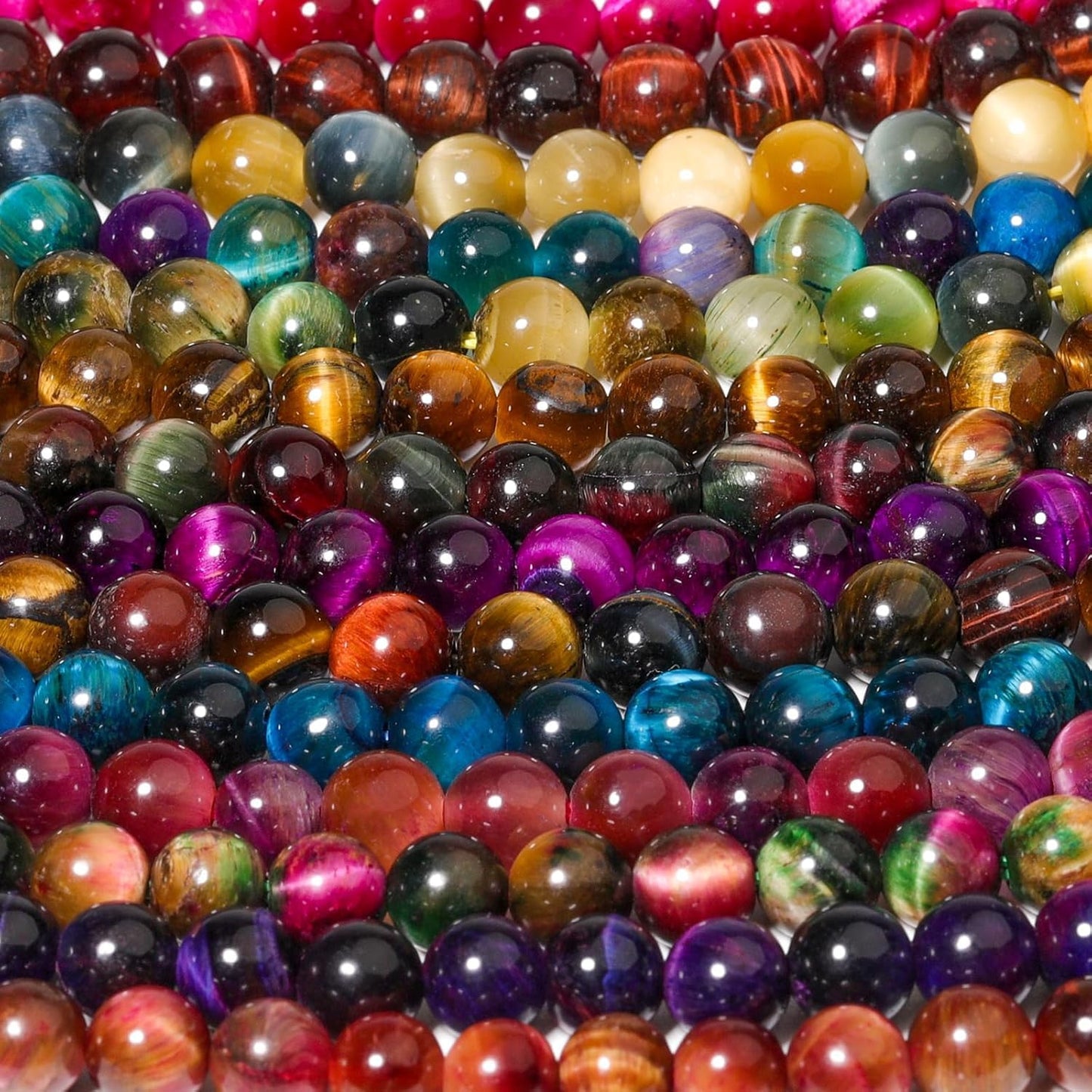 Yochus Natural Tiger Eye Beads, 60Pcs 6MM Milky Way Rose Red Color Enhance Round Loose Stone Bulk, DIY Charm Smooth Gemstone Beads for Jewelry Making