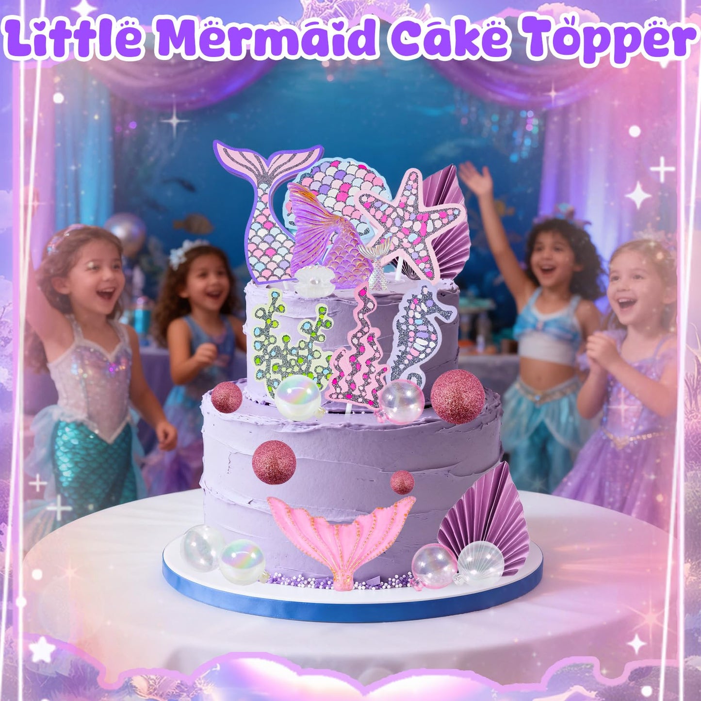Wowagoga 22Pcs Mermaid Cake Topper Under the Sea Cake Decoration Shell Cake Birthday Decoration Mermaid Tail for Party Supplies