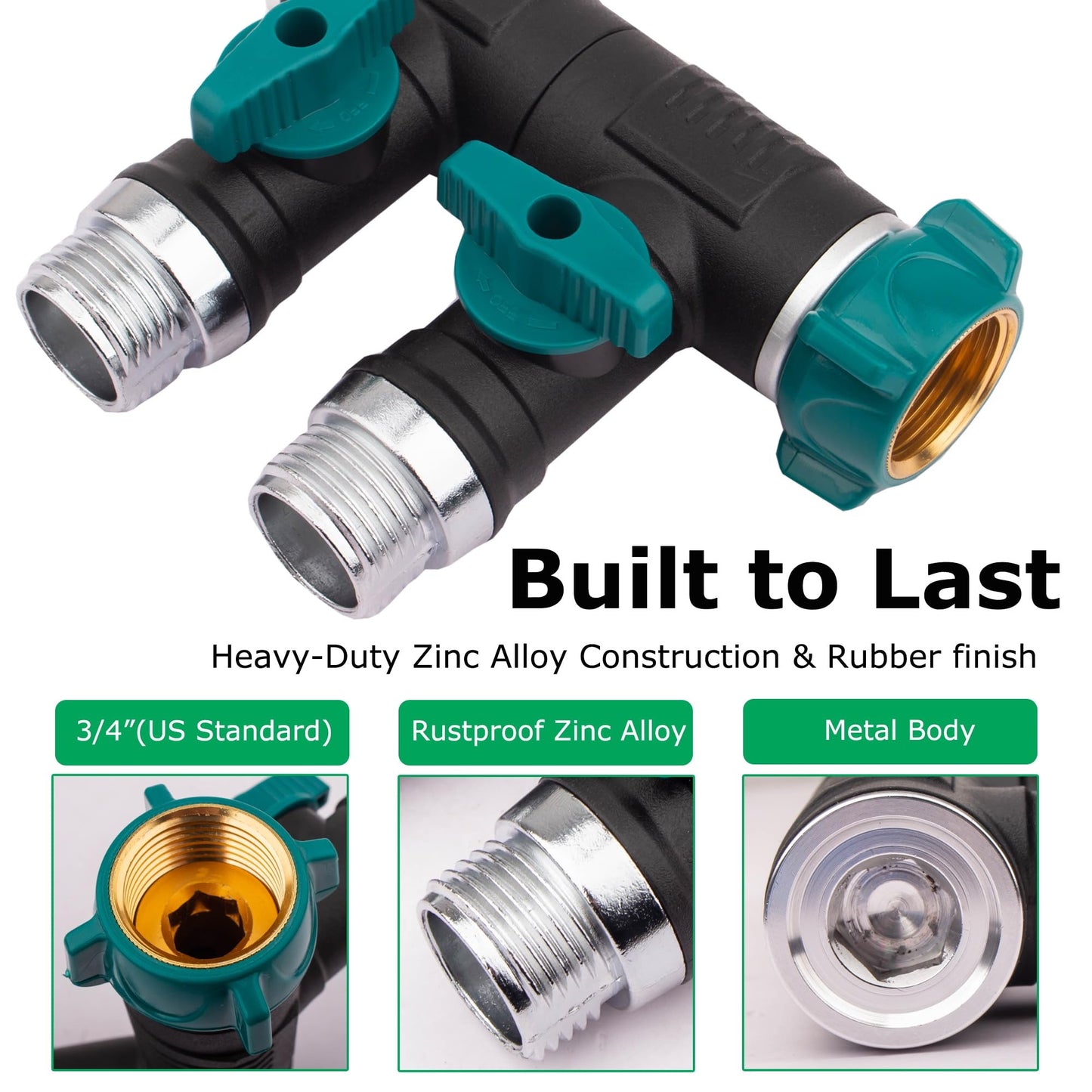 Hose Splitter, 2 Way splitter Rotary Heavy Duty, Hose Connector Rotated 360 Seperately,Garden Hose Splitter,Faucet Splitter,Outdoor Faucet Splitter,High Quilty Metal+Chrome Adapter.