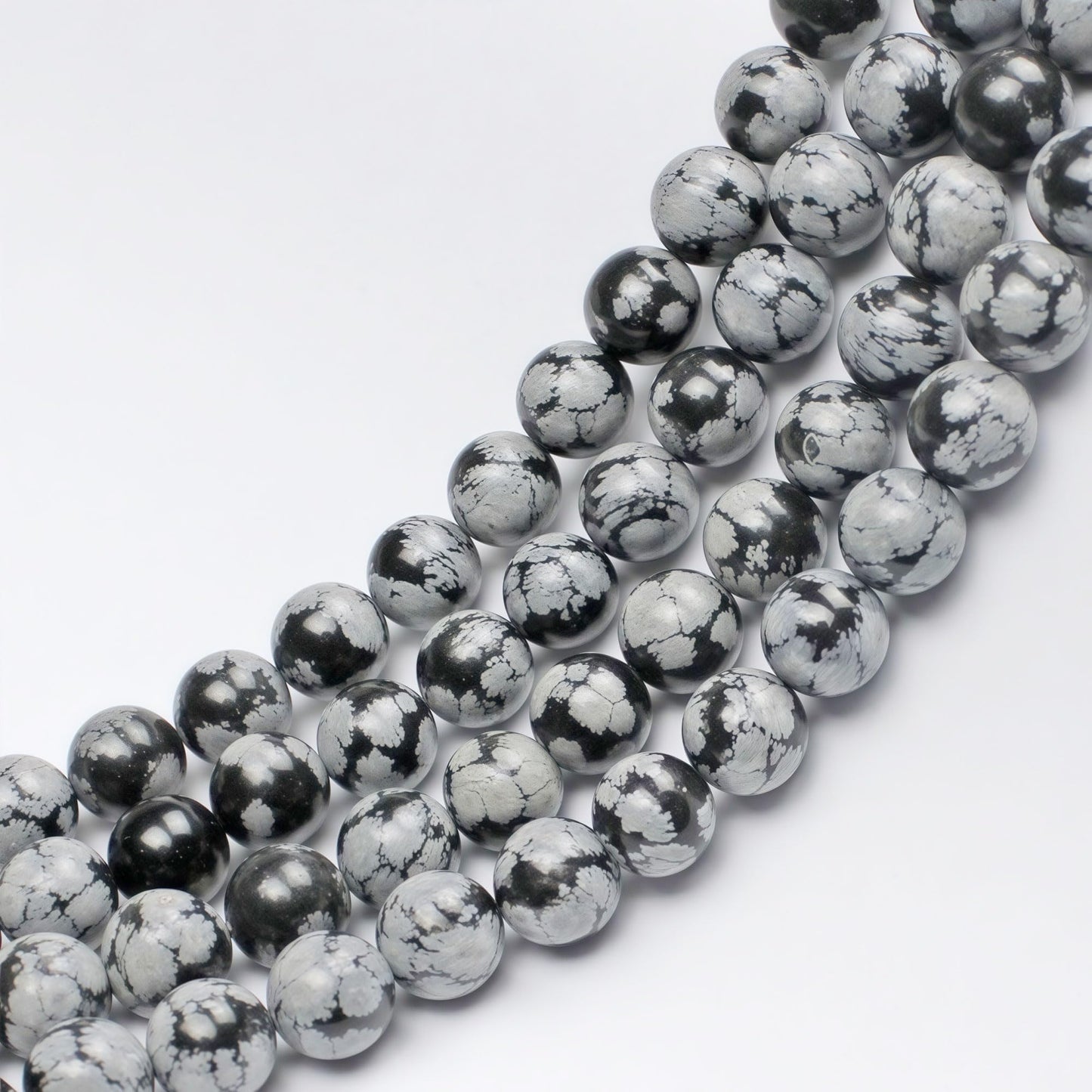 MJDCB Snowflake Obsidian Beads Round Natural Stone Beads for Jewelry Making DIY Bracelet (10mm)