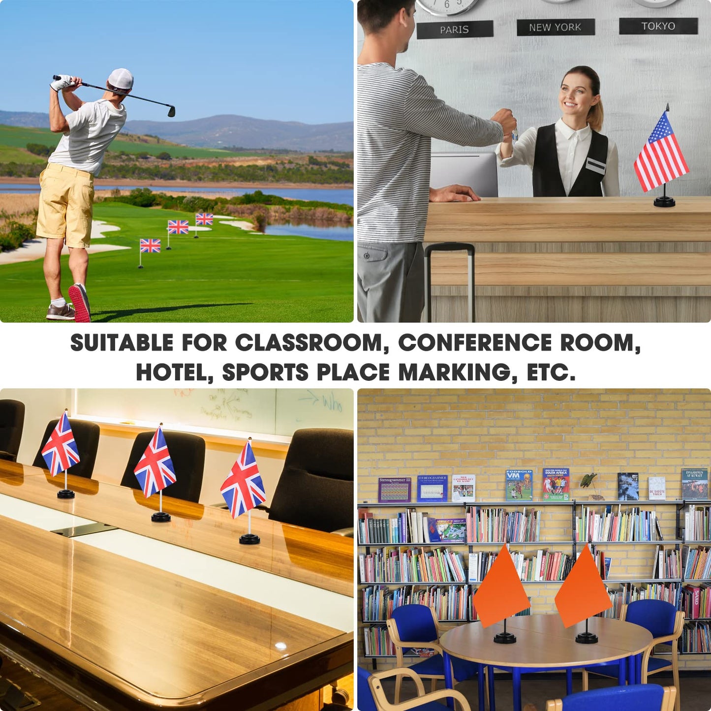48 Pieces Black Miniature Flag Stand Plastic Mini Flag Holder Small Desk Banner Stand Base for Holding Office Garden Table Stick, 0.28 Inches in Hole Diameter