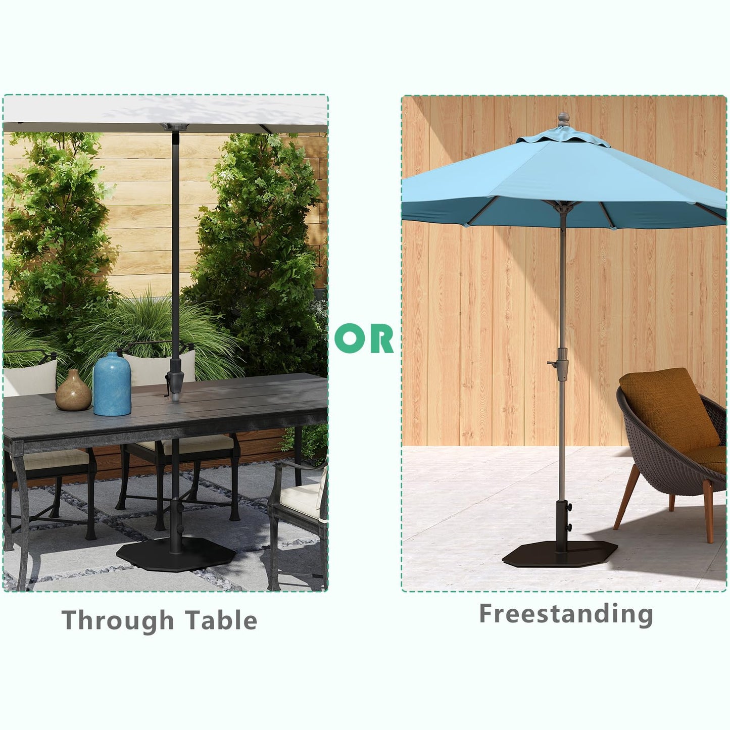 Helios&Hestia 40lbs Square Heavy Duty Outdoor Patio Umbrella Base, Steel Plate Stand Weight with 4 Non-Slip Pads, Fits 7 to 11ft Market Umbrellas, Black
