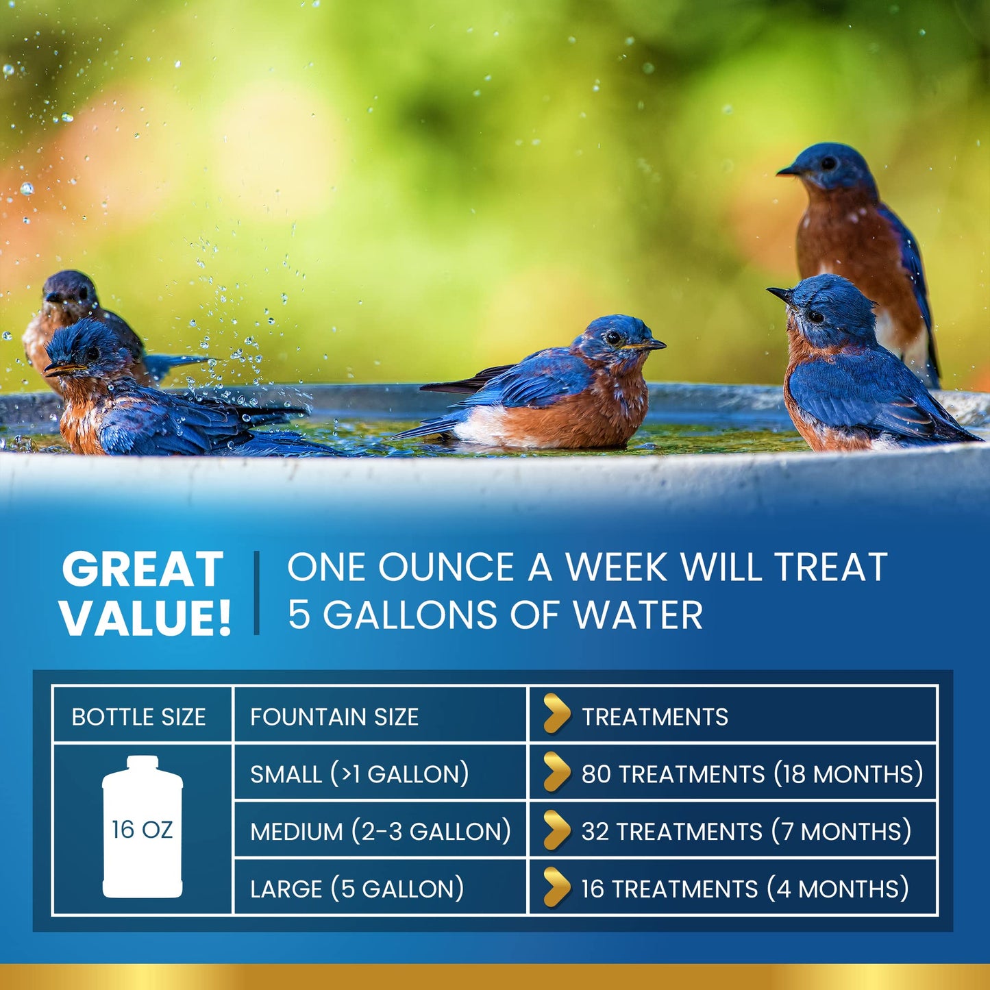 ADIOS! Bird Bath Cleaner for Outdoor Fountains and Bowls, Safely Cleans Metal, Glass and Stone (16oz)