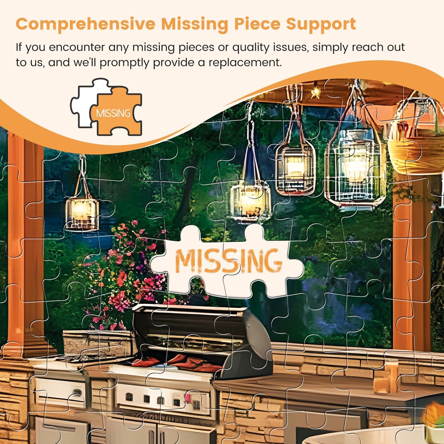 500 Piece Puzzles for Adults, Cozy Flowers Garden Patio with Fireplace Jigsaw Puzzle, Fun and Challenging Puzzle for Family Time, Relaxing Gift for Adults, Seniors, 20.5 x 15 in
