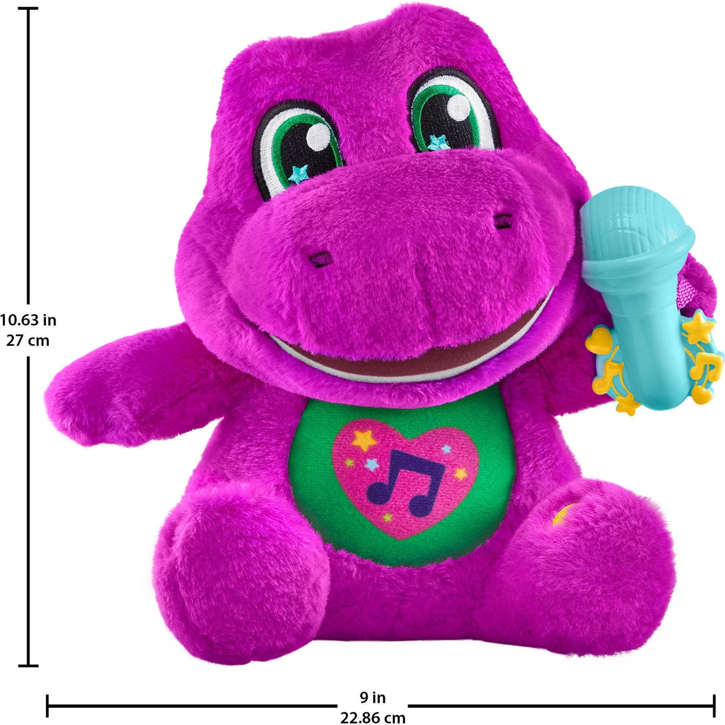 Fisher-Price Barney’s World Toddler Toys, Barney Tall Plush, 10.5 -inch Figure with Sounds, Soft Texture for Play, Kids Ages 2+ Years