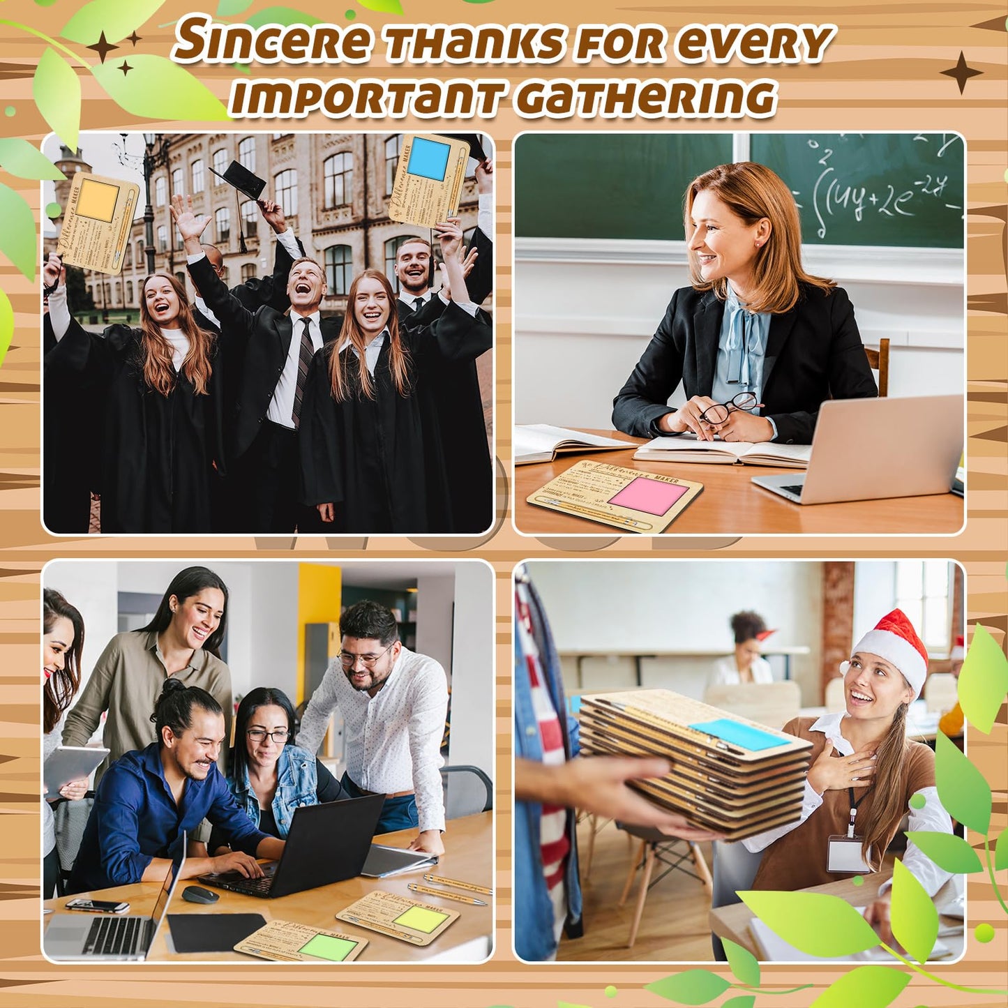 Kosiz 20 Set Difference Maker 2026 Graduation Appreciation Gifts Bulk for Employee Coworkers Wooden Sticky Note Holder Set Thank You Gifts for Graduation Teachers Nurse Friends