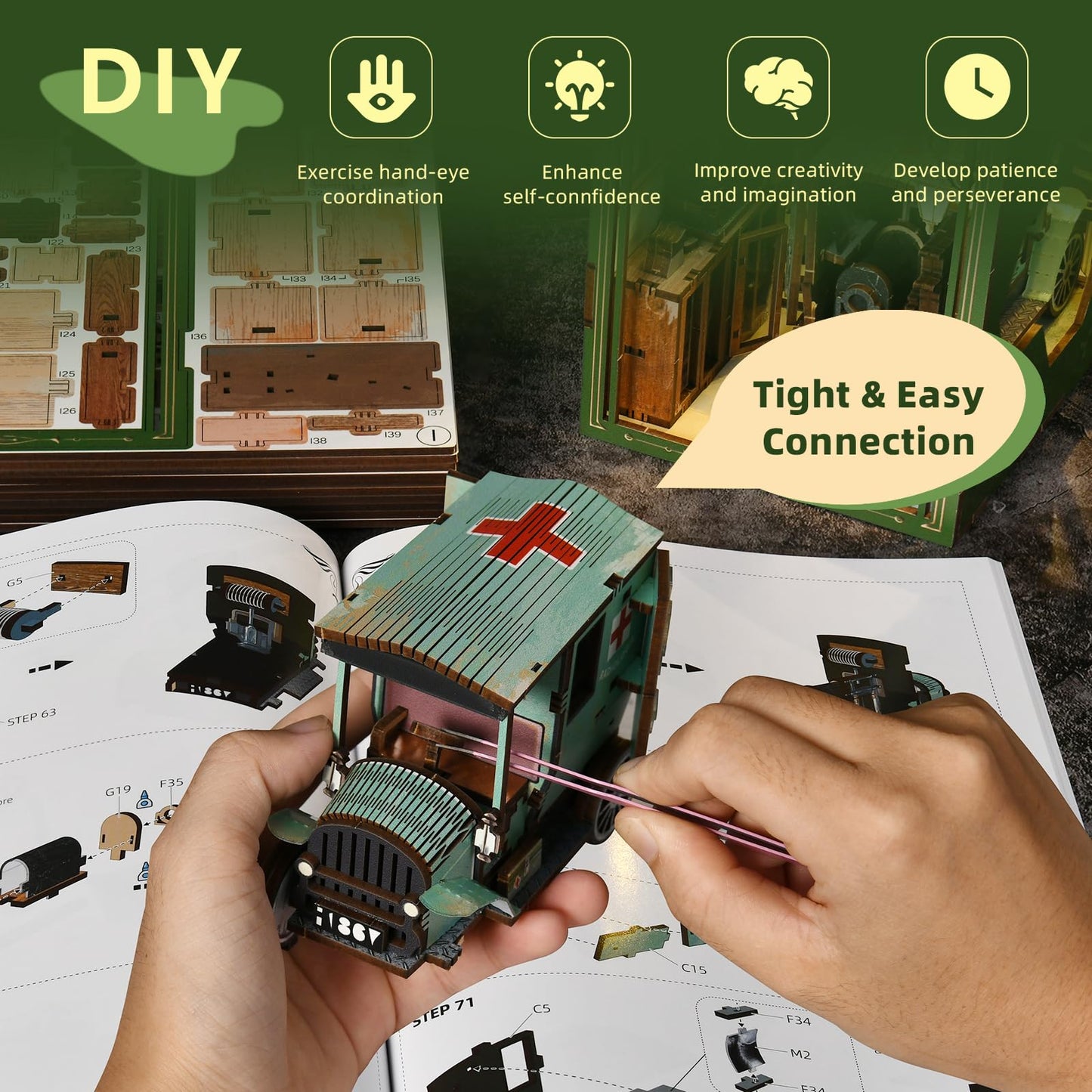 MiniCity Book Nook Kit, DIY Miniature Dollhouse Kit 3D Puzzles for Adults Tiny House Mini Home Craft Bookshelf Nook Puzzle Book Decor Gifts for Teenagers Book Lovers (The Radium Lady)