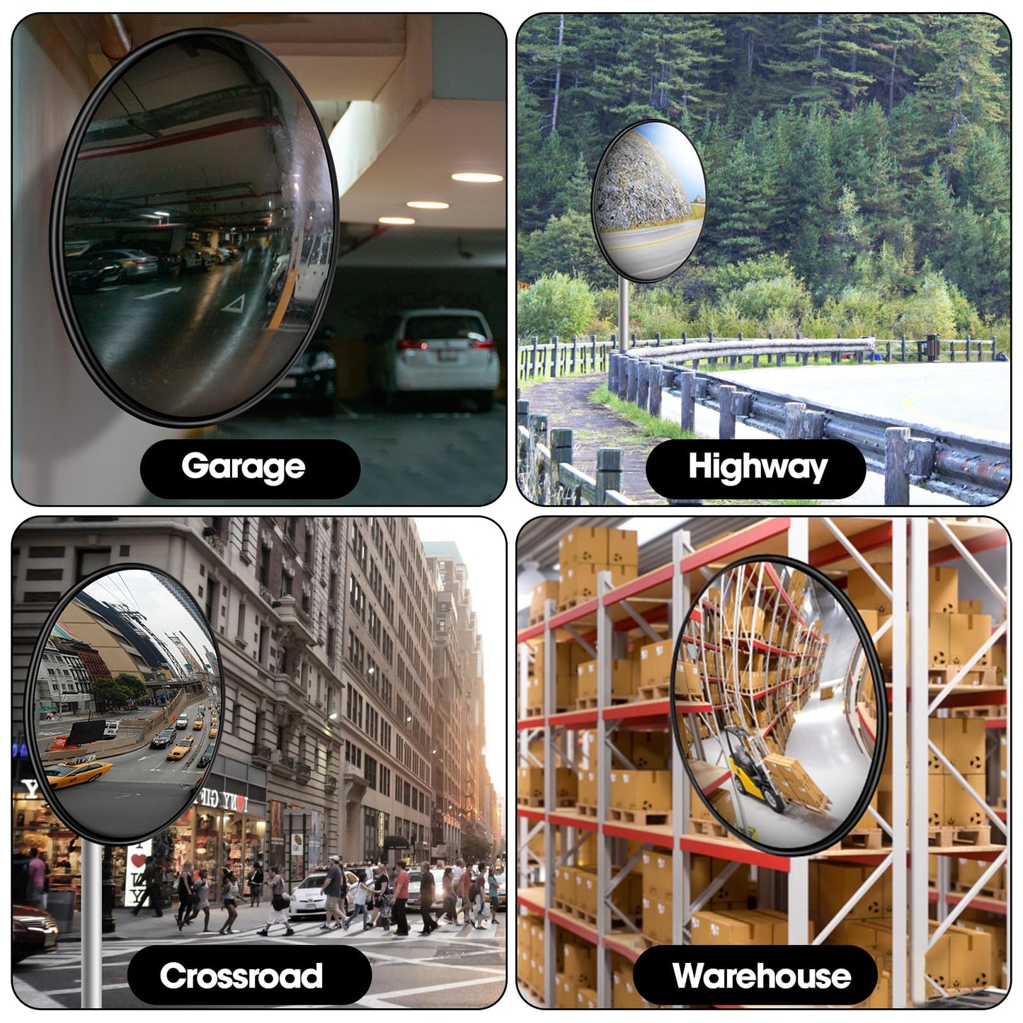 Convex Traffic Mirror - 32'' Outdoor and Indoor Driveway & Security Parabolic Safety Mirror, Acrylic Convex Mirrors for Garage, Retail Stores, Warehouses, Office and High-Traffic Areas