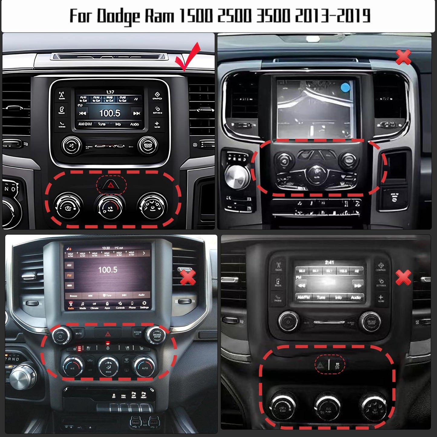Android 14 Car Stereo Radio for Dodge Ram 1500 2500 3500 2013-2019 Built-in Carplay/Android Auto 9.7 inch Head Unit Tesla Style IPS Touch Screen with DSP Bluetooth GPS, FM WiFi, Manual AC Only