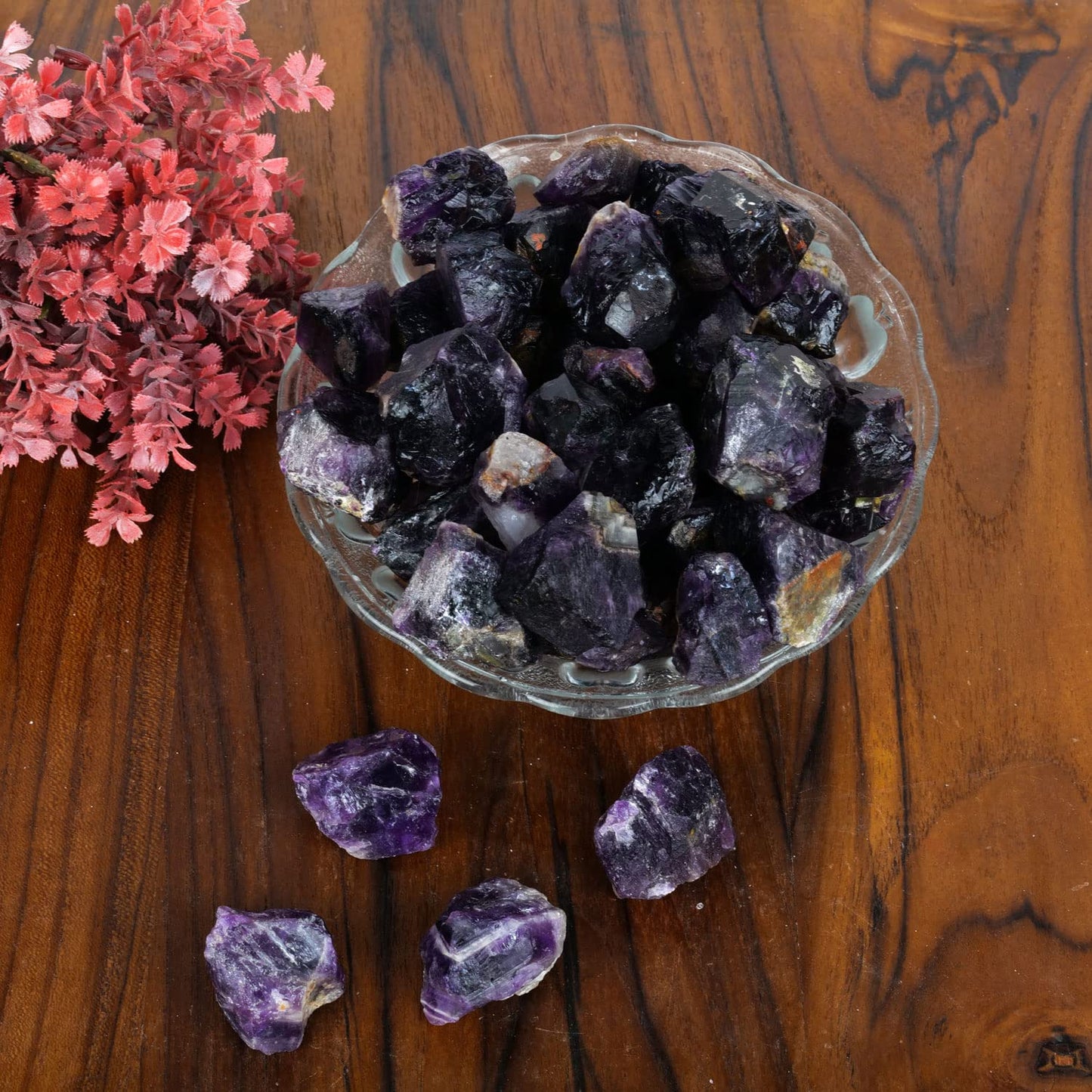 ABHISUBYA Amethyst Crystals - Vase Filler - Crystals and Stones - Unpolished Gemstones - Raw Crystals - Rocks for Tumbling - Bag of Amethyst Crystals - Metaphysical Gifts - Fish Tank Aquarium Rocks