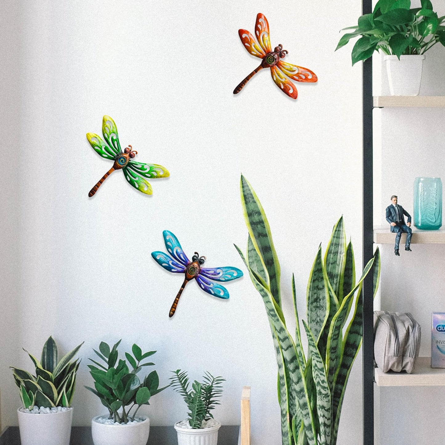 Yonivexis Metal Dragonfly Wall Decor Outdoor wall Art Hanging Decorations Living Room Bedroom Fence Dragonfly Garden Decor, Style1