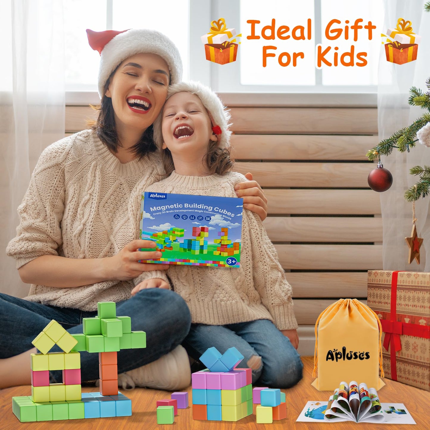 Apluses Magnetic Blocks, Magnet Building Cubes for Toddlers Ages 3-5, STEM Educational Sensory Autism Montessori Preschool Toys, Gifts for Kids Ages 4-8 Year Old Boys and Girls