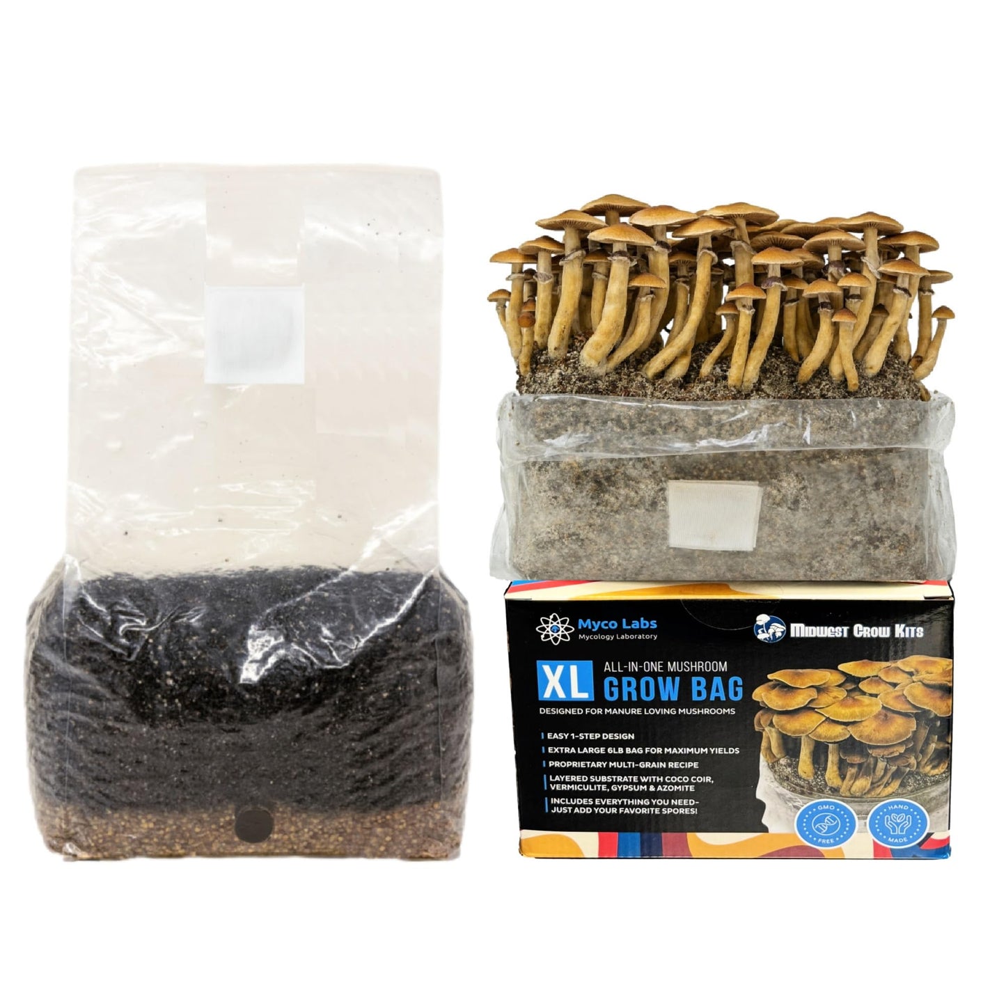 Myco Labs All-in-One Mushroom Grow Bag for Manure Loving Mushrooms + Spore Germination Jar! (6LB)