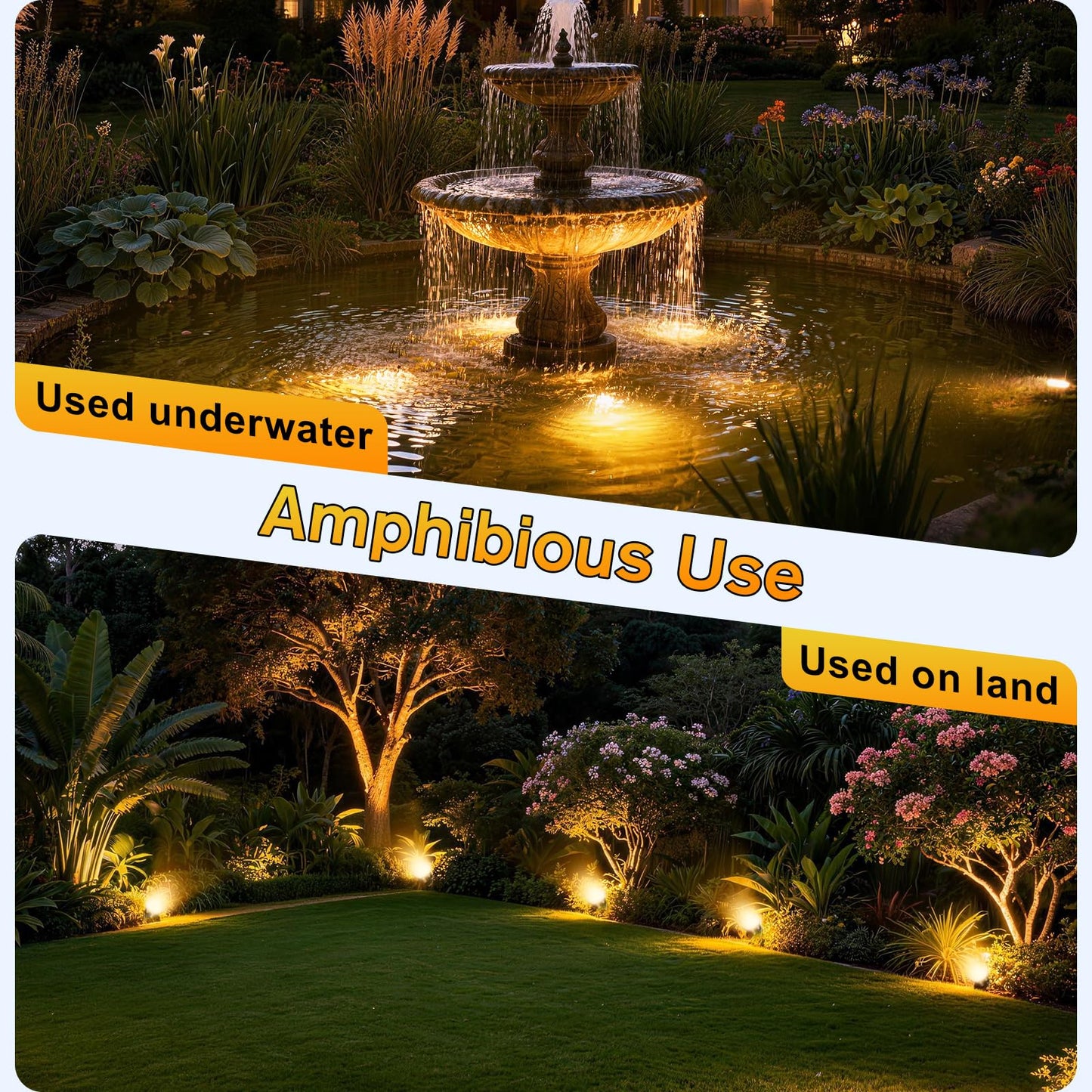POPOSOAP LED Underwater Pond Lights 6-Head, IP68 Waterproof Pond Lights with Timer, 90° Rotatable Design & Gravity Base Fountain Lights for Pond Fountain Waterfall Aquarium Pool -P66HZ