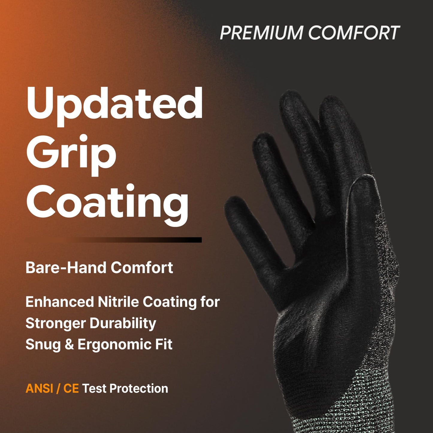 DEX FIT Nitrile Work Gloves FN330, 1 Pair, 3D-Comfort Stretchy Fit, Firm Grip, Thin & Lightweight, Touch-Screen Compatible, Durable, Breathable & Cool, Machine Washable; Black L (9)