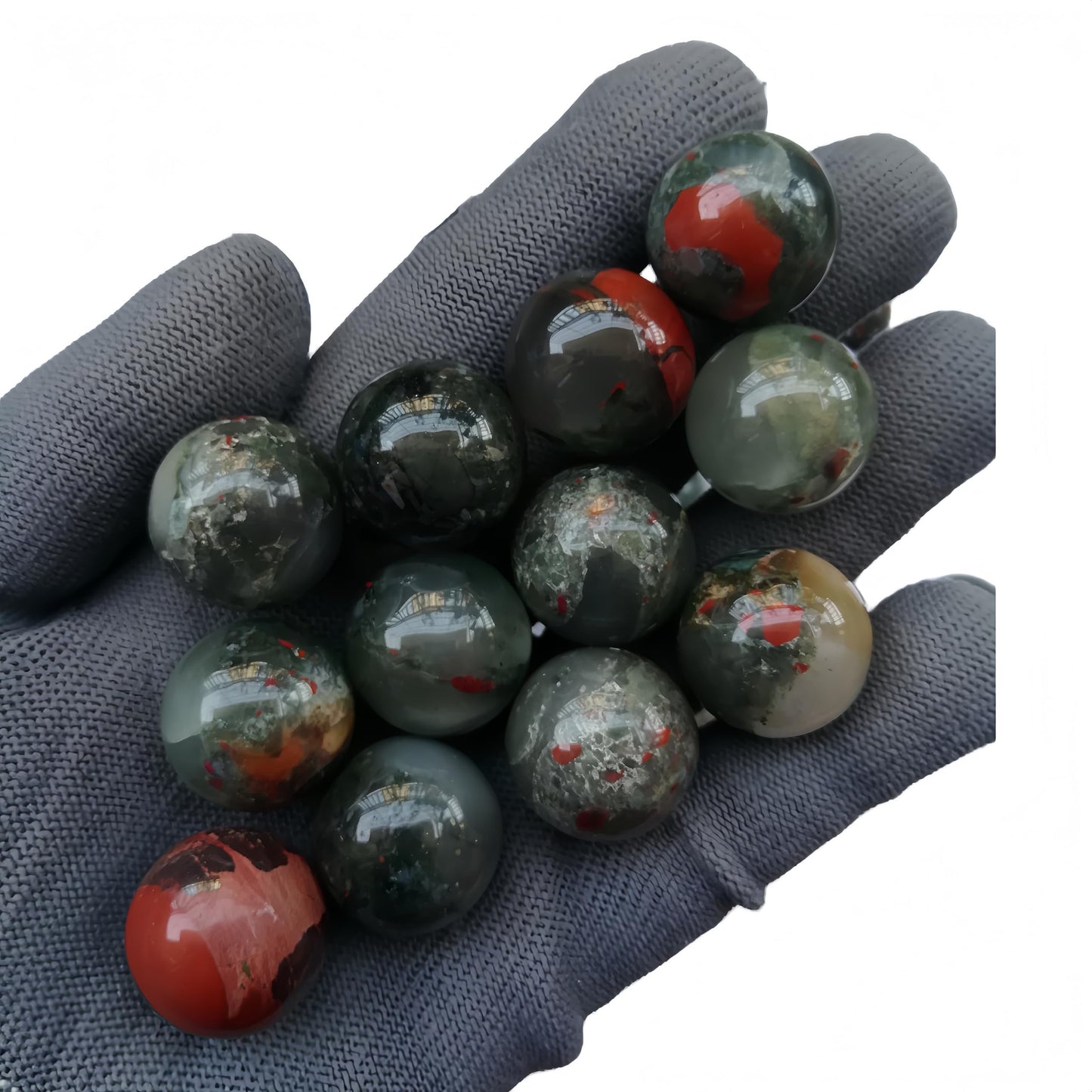 Sunshcat Natural African Bloodstone 0.78 Inchs Crystals and Healing Stone Ball Set,Home Desktop Feng Shui Array Decoration(7 Pieces) 