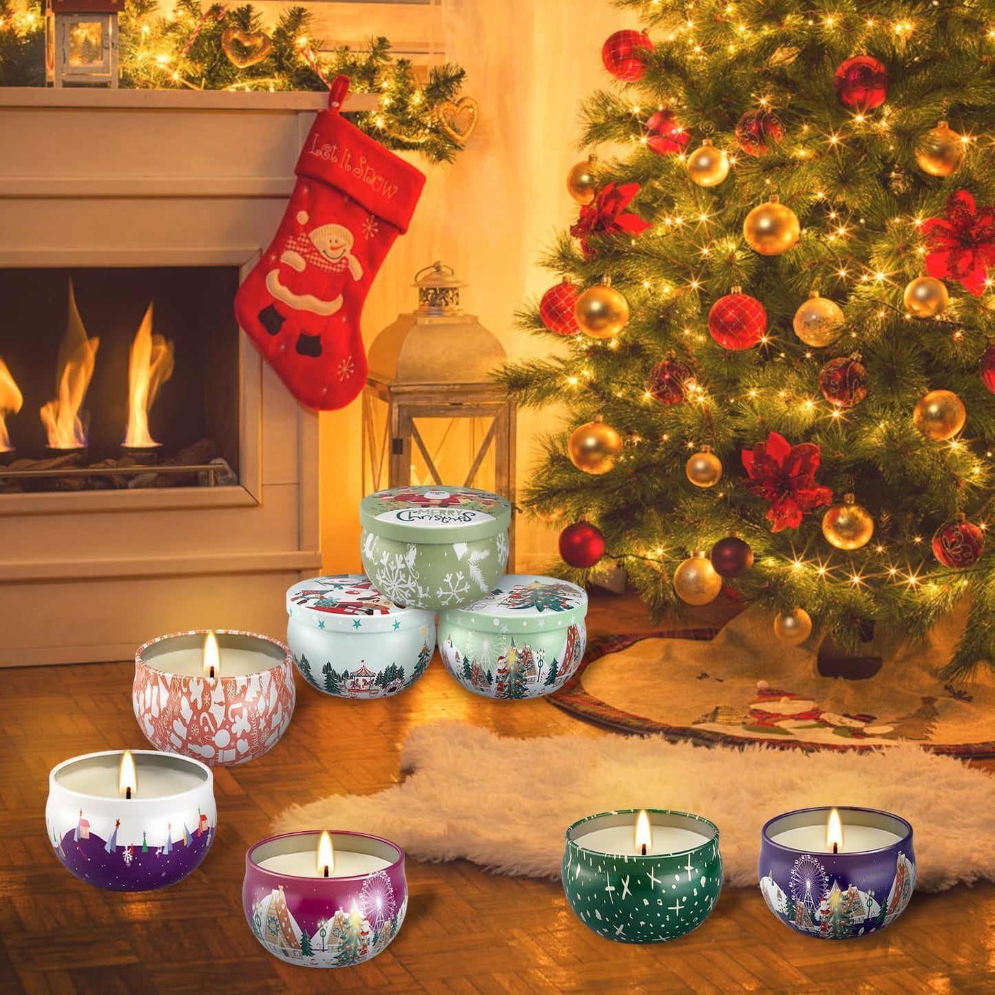 AYIQIW 24 Pack Christmas Scented Candles Gift Set for Woman, Jar Candle, 2.5 oz Soy Wax Tin Candle-Ideal Gift for Travel Home Décor,Aromatherapy