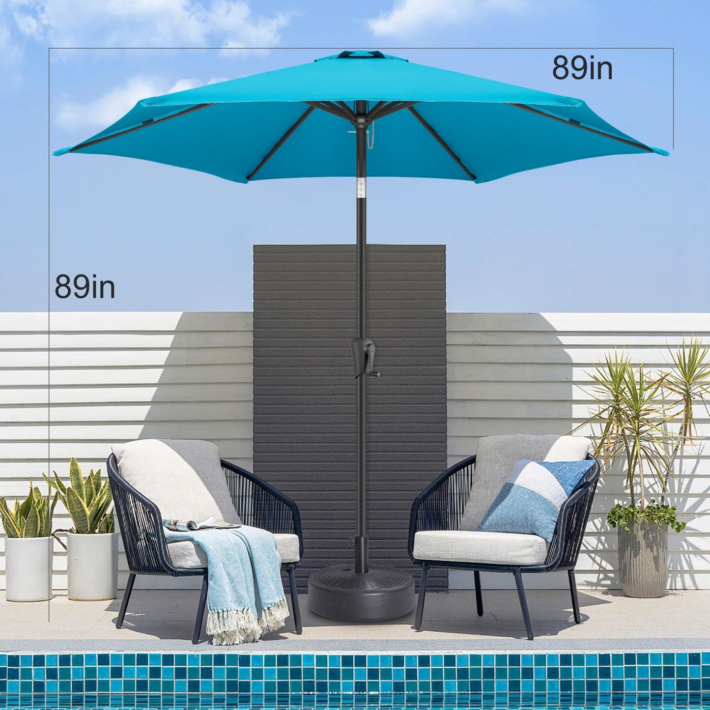 AckMizz 7.5ft Outdoor Patio Umbrella - Table Umbrella Waterprool UV Protection, Sombrillas de Patio with Push Button Tilt, Sun Umbrella for Pool, Porch, Garden, Deck, Backyard (Aqua Blue)