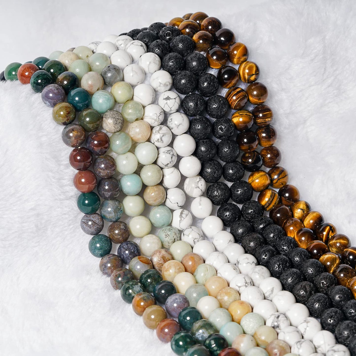 10mm Black Lava Round Bead - 35PCS Bulk Gemstone Beads for Jewelry Making, DIY Bracelets, Necklaces - Includes Crystal Stretch Cord - Stone Beads for Crafting Gifts