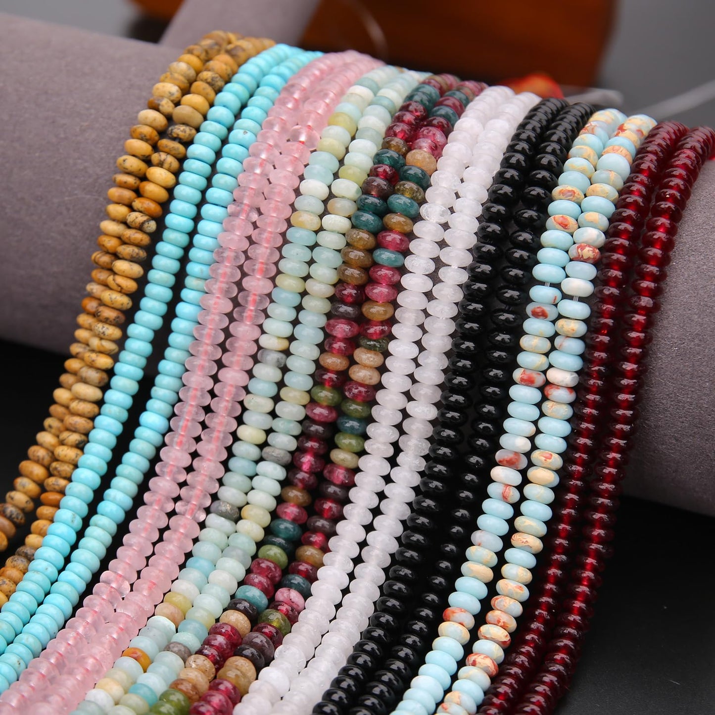 BONNY BOXX 1 Strand (150PCs) Natural 2 * 4mm African Turquoise Rondelle Beads, Natural Abacus Disk Stone Beads Loose Spacer Gemstone for DIY Bracelet Necklace Jewelry Making